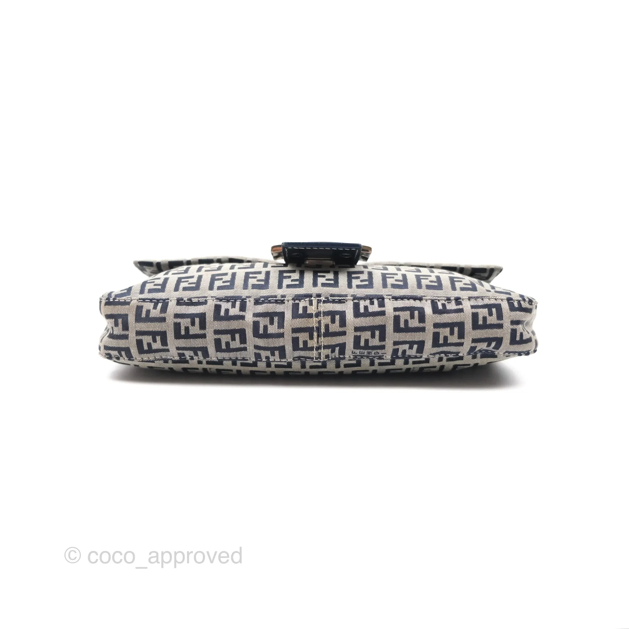 Fendi Vintage Baguette Shoulder Bag Grey/ Navy Canvas
