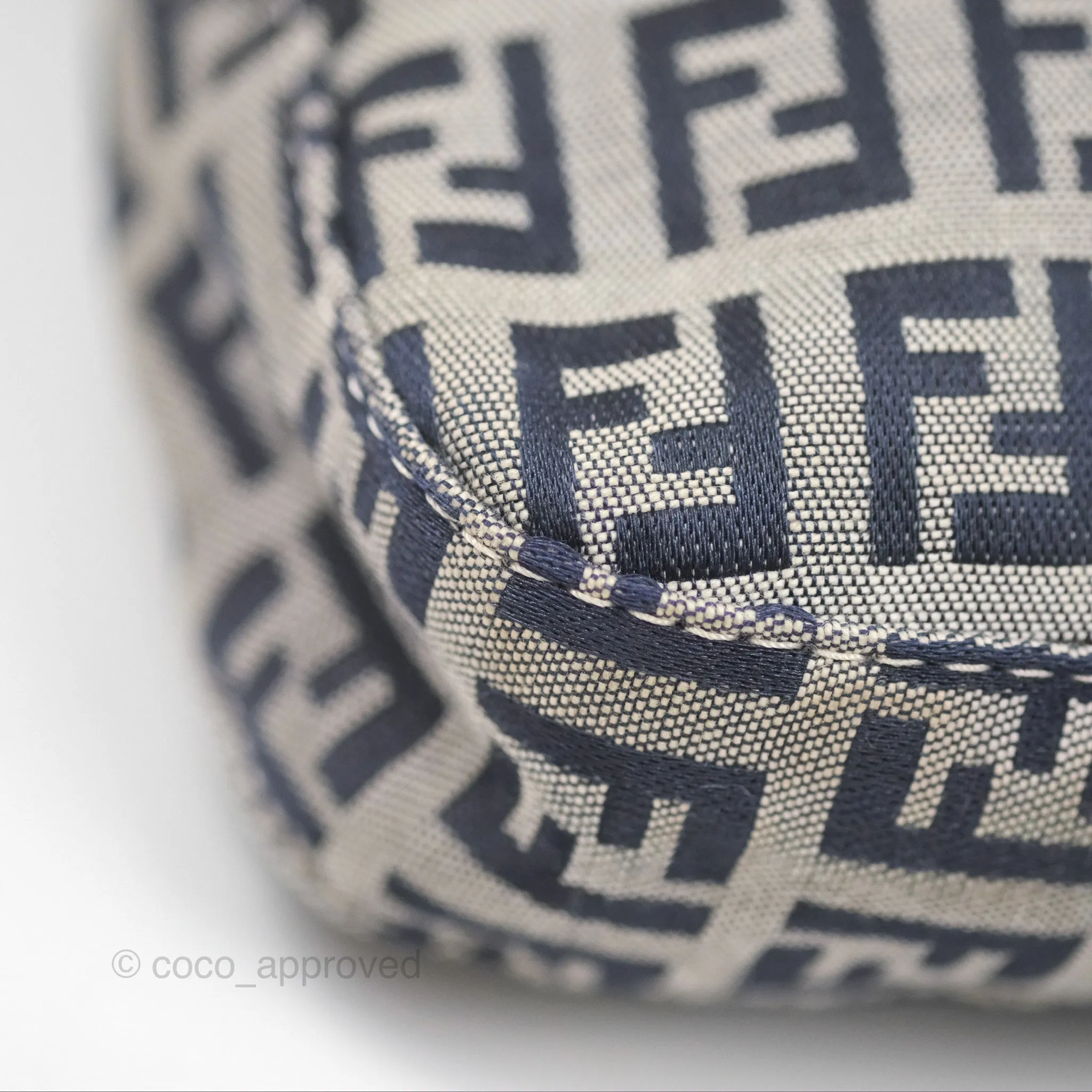 Fendi Vintage Baguette Shoulder Bag Grey/ Navy Canvas