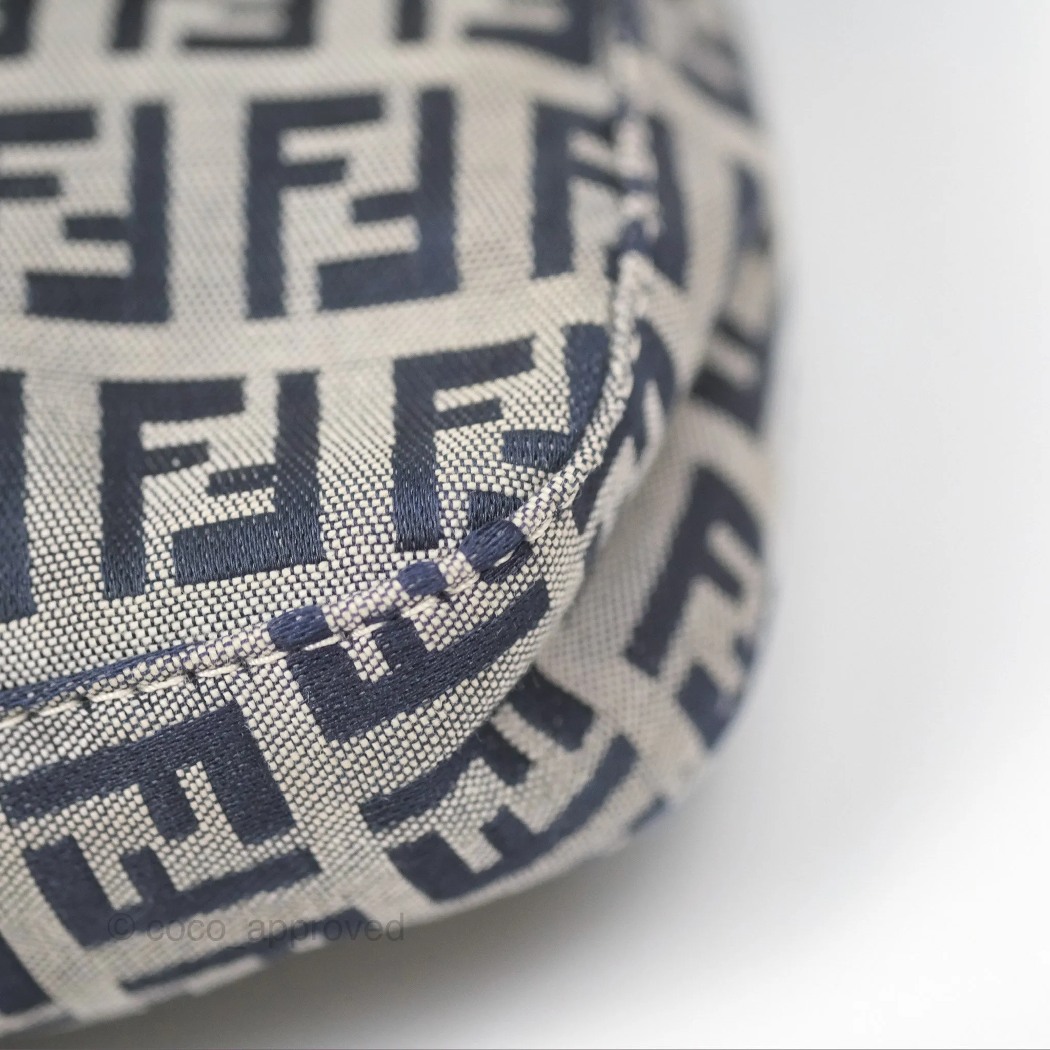 Fendi Vintage Baguette Shoulder Bag Grey/ Navy Canvas