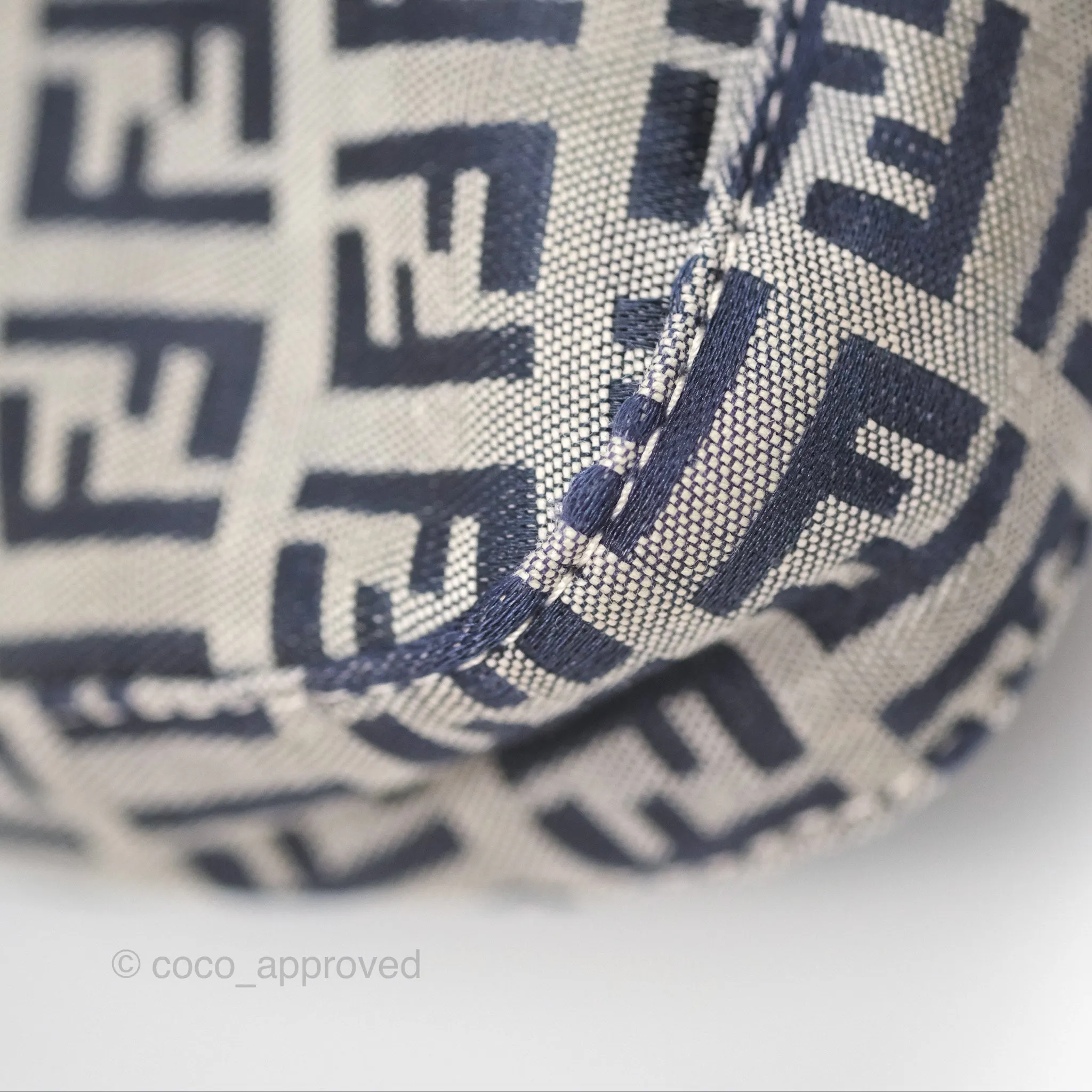 Fendi Vintage Baguette Shoulder Bag Grey/ Navy Canvas