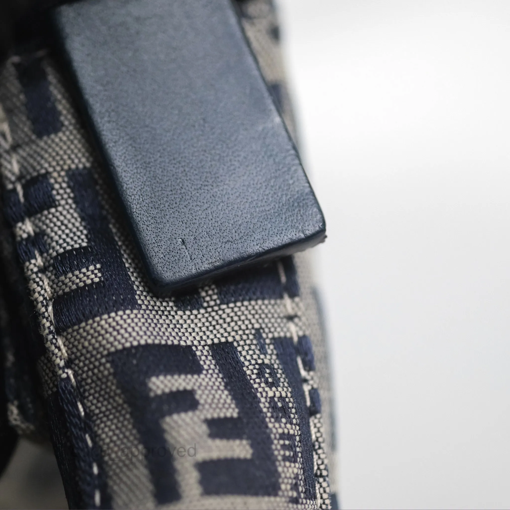 Fendi Vintage Baguette Shoulder Bag Grey/ Navy Canvas