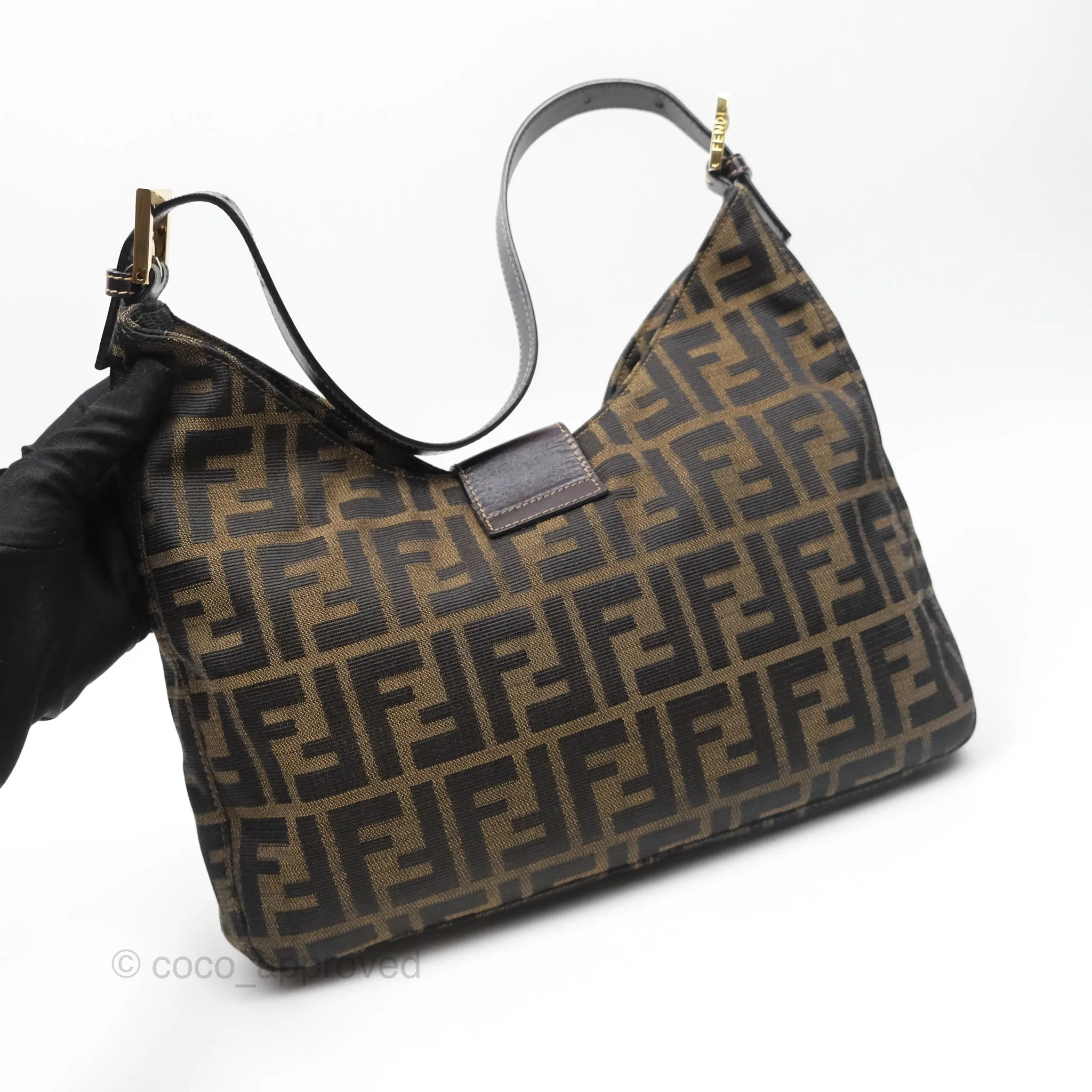 Fendi Vintage Zucca Hobo Shoulder Bag Brown