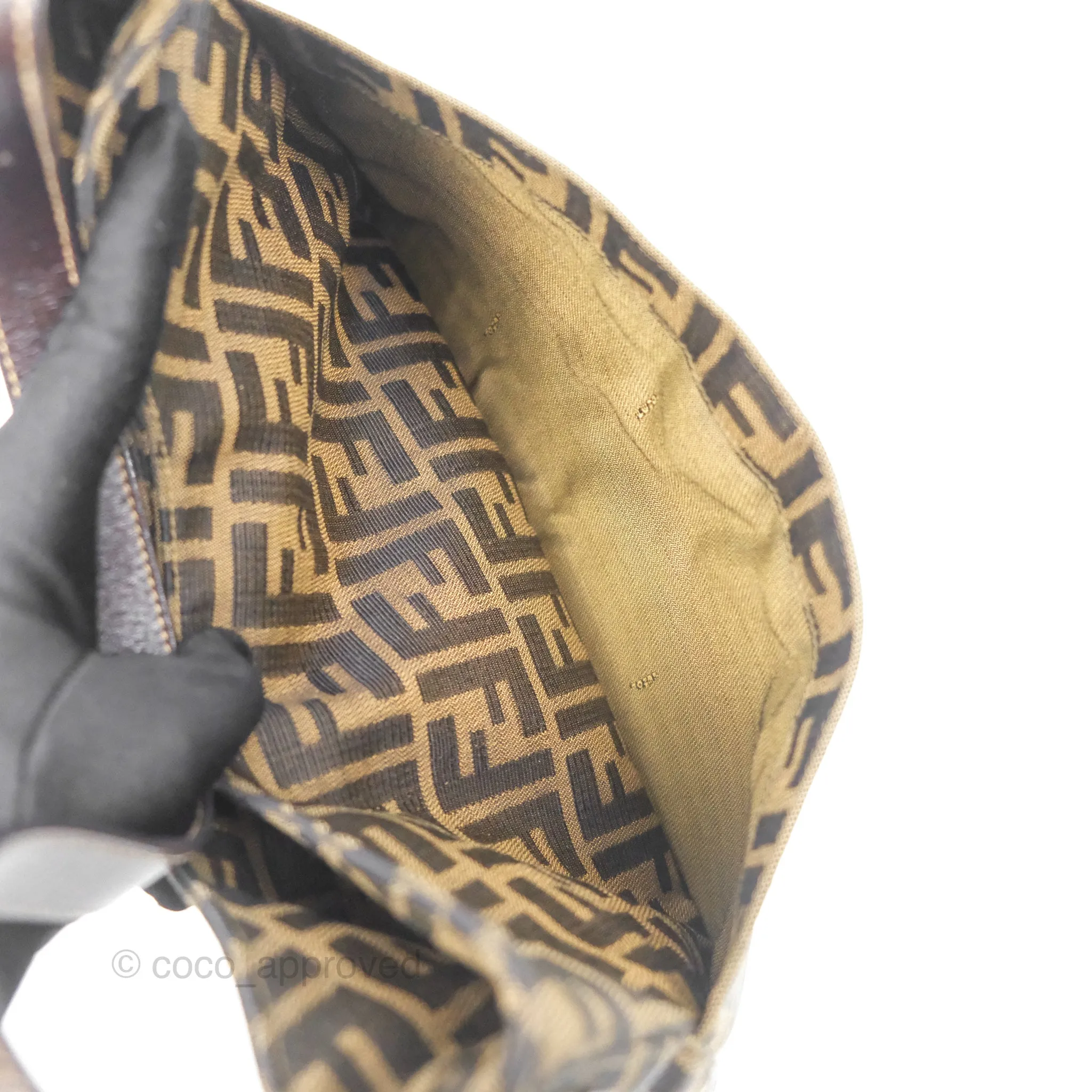 Fendi Vintage Zucca Hobo Shoulder Bag Brown