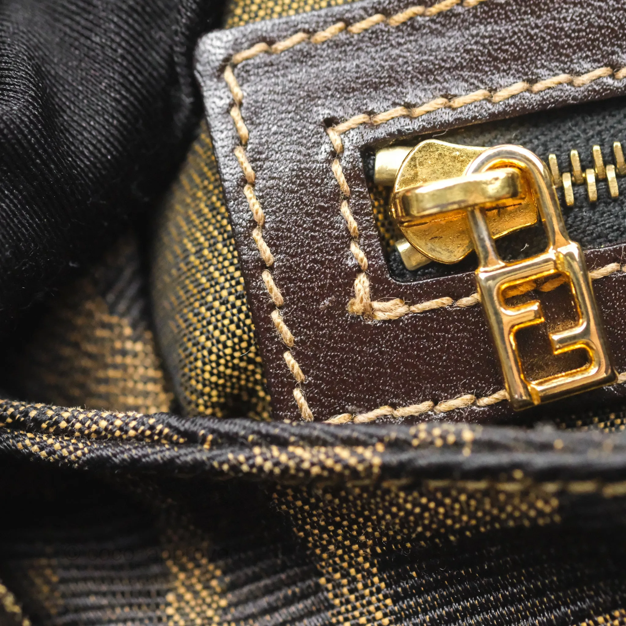 Fendi Vintage Zucca Hobo Shoulder Bag Brown