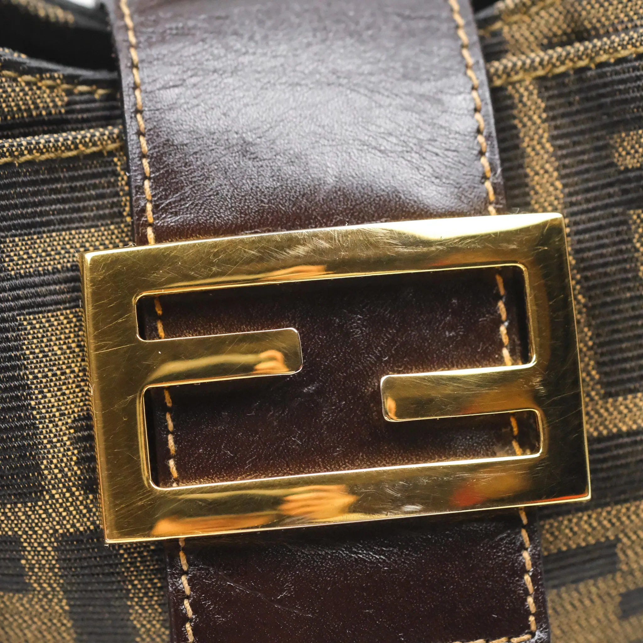 Fendi Vintage Zucca Hobo Shoulder Bag Brown