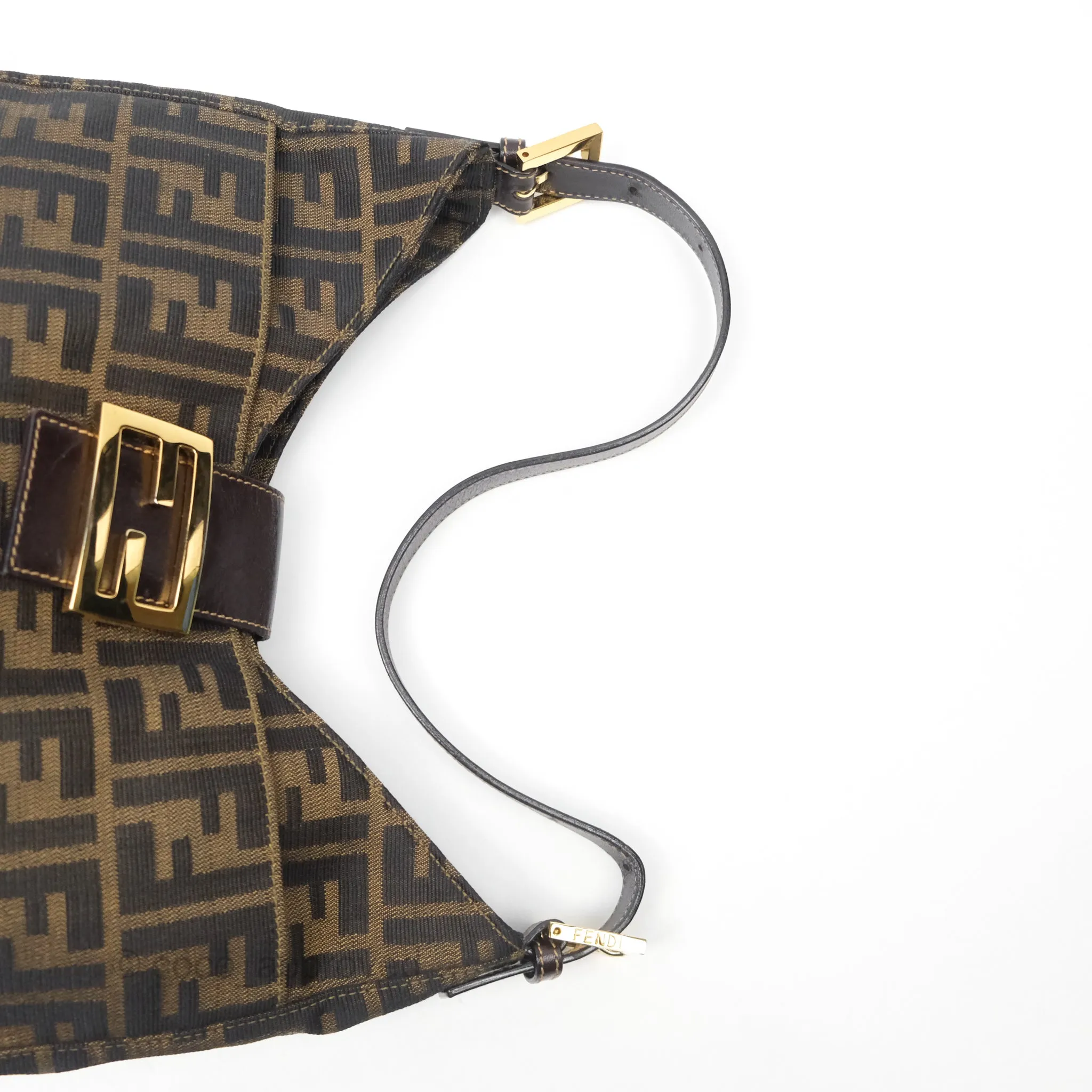 Fendi Vintage Zucca Hobo Shoulder Bag Brown