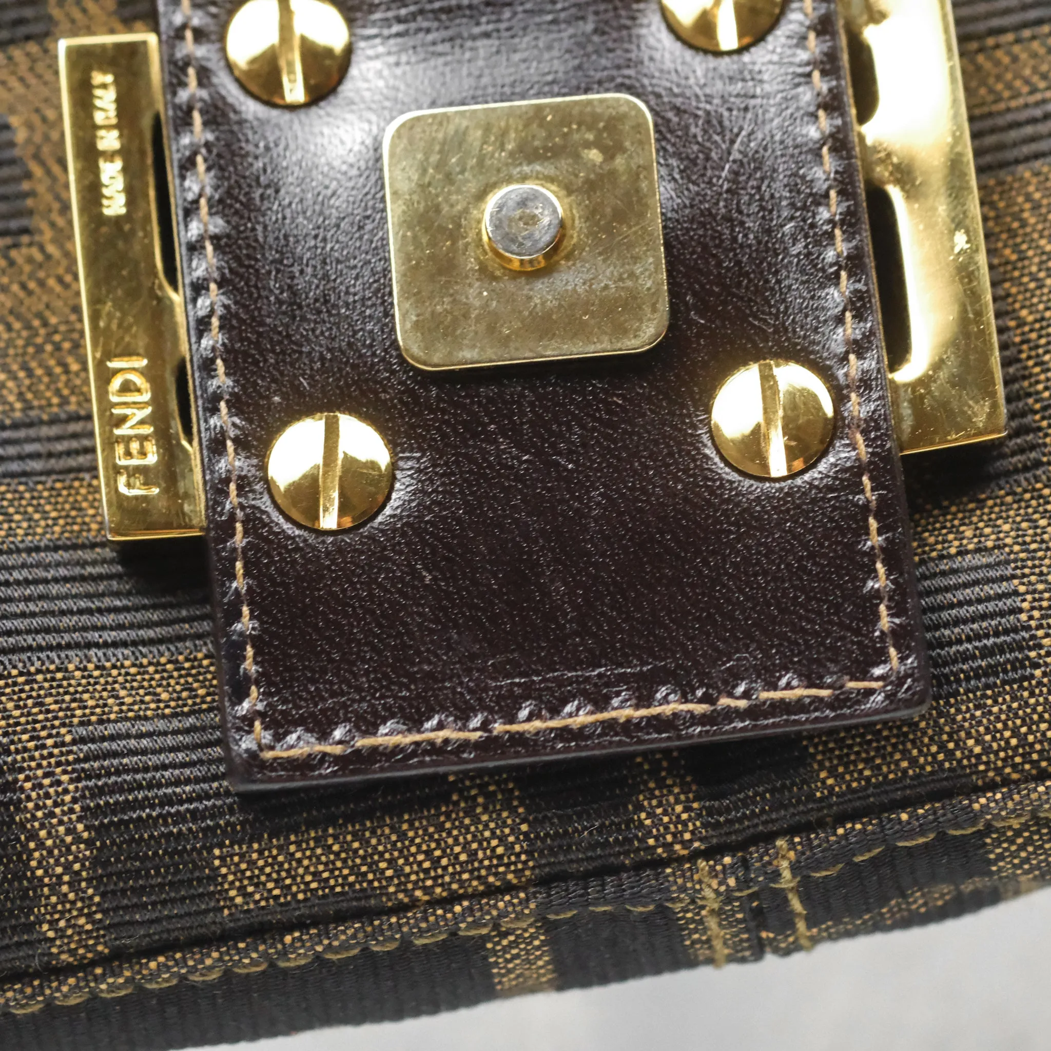 Fendi Vintage Zucca Hobo Shoulder Bag Brown