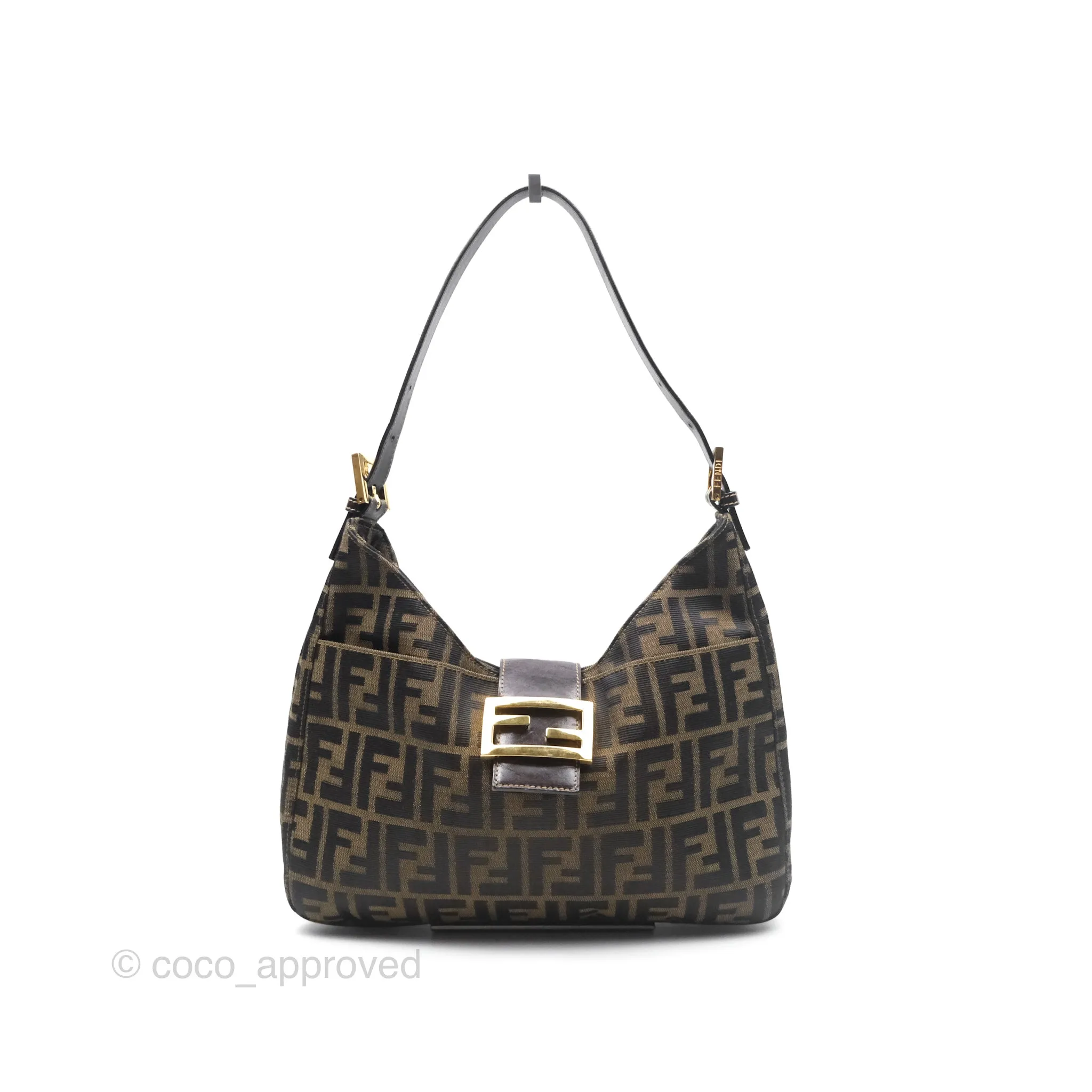 Fendi Vintage Zucca Hobo Shoulder Bag Brown