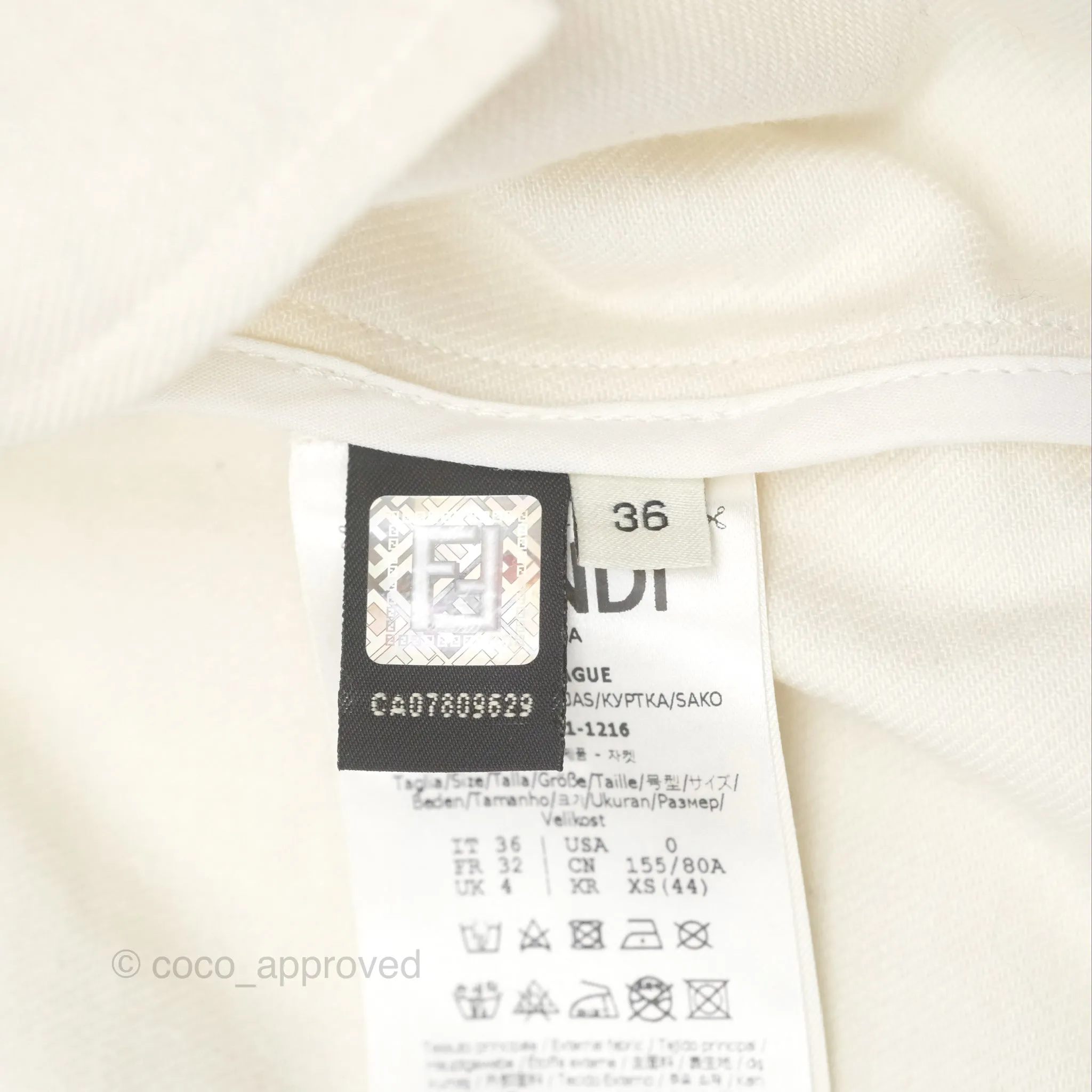 Fendi White Denim Jacket Size 36