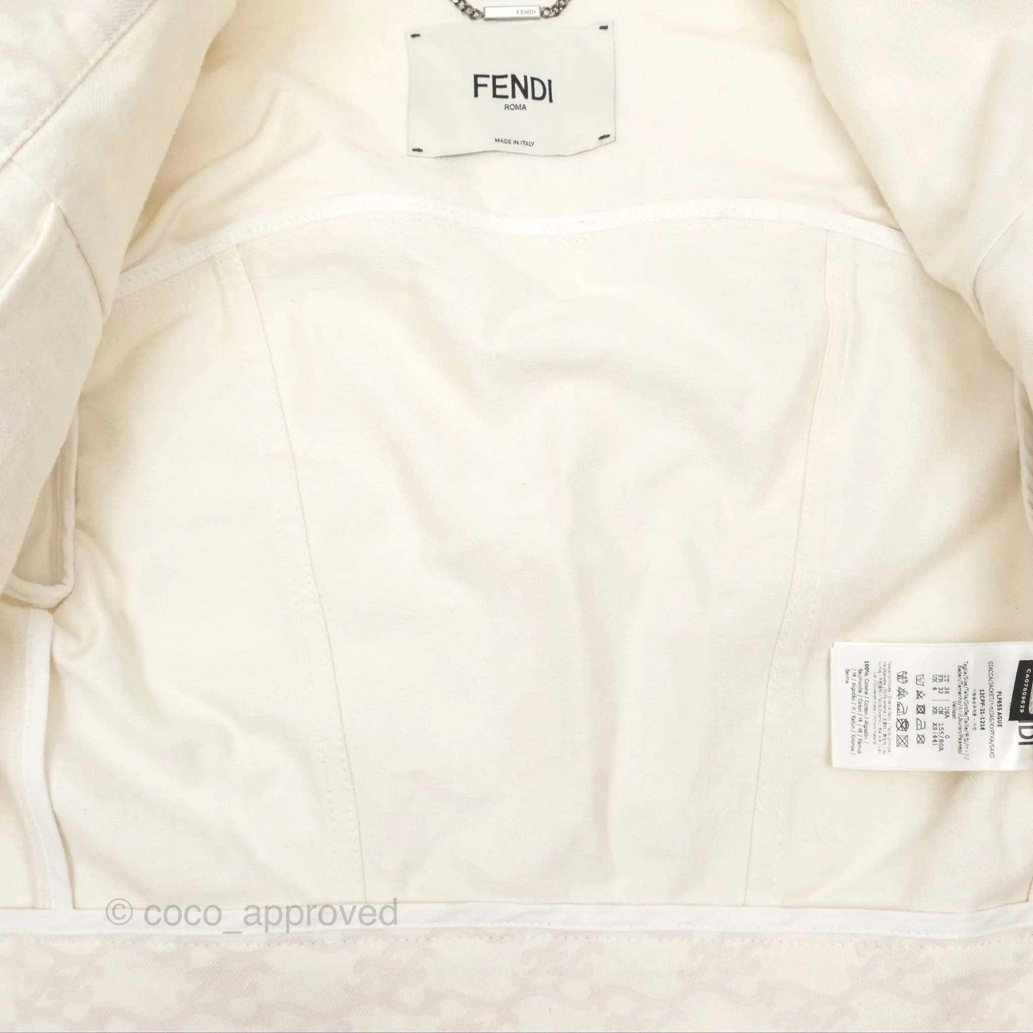 Fendi White Denim Jacket Size 36