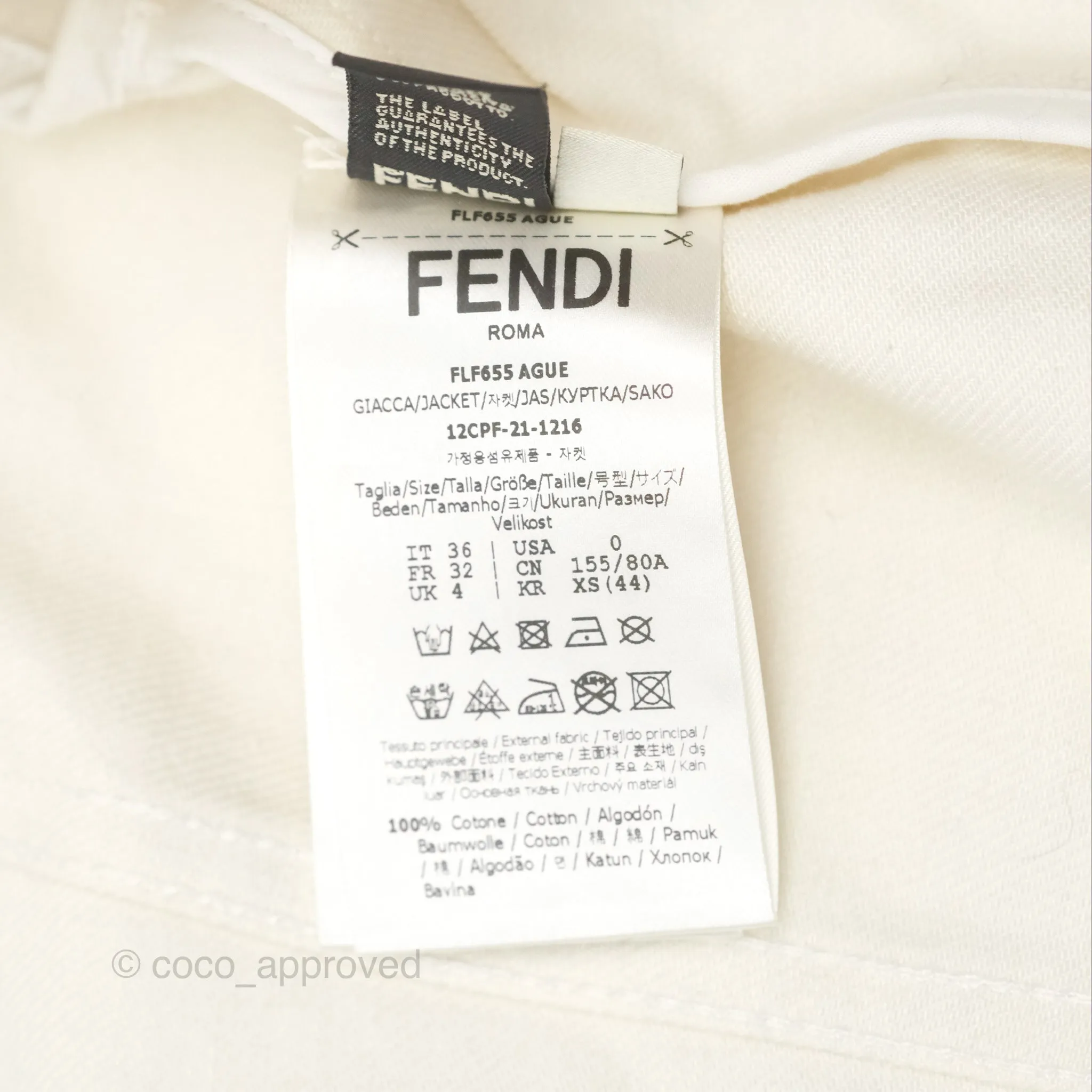 Fendi White Denim Jacket Size 36