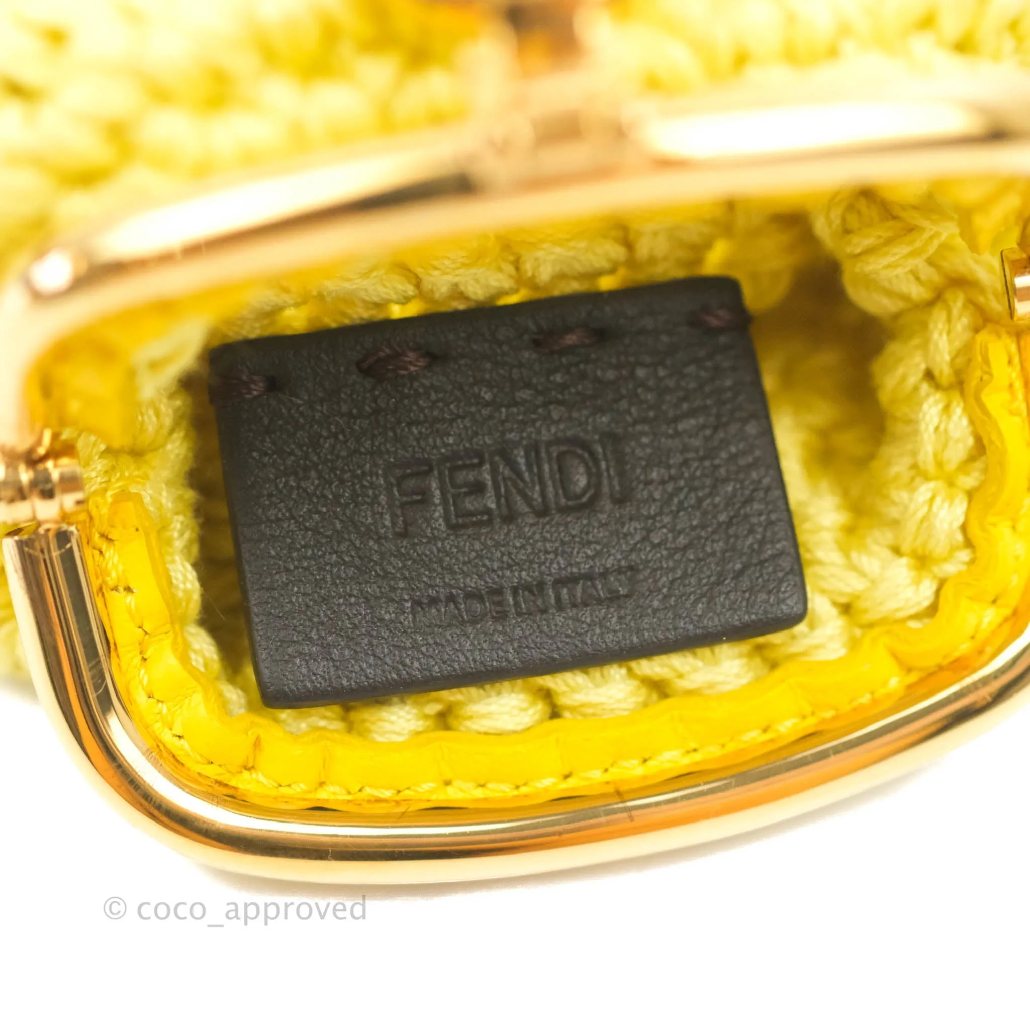 Fendi Yellow Woven Fabric Framed Coin Purse