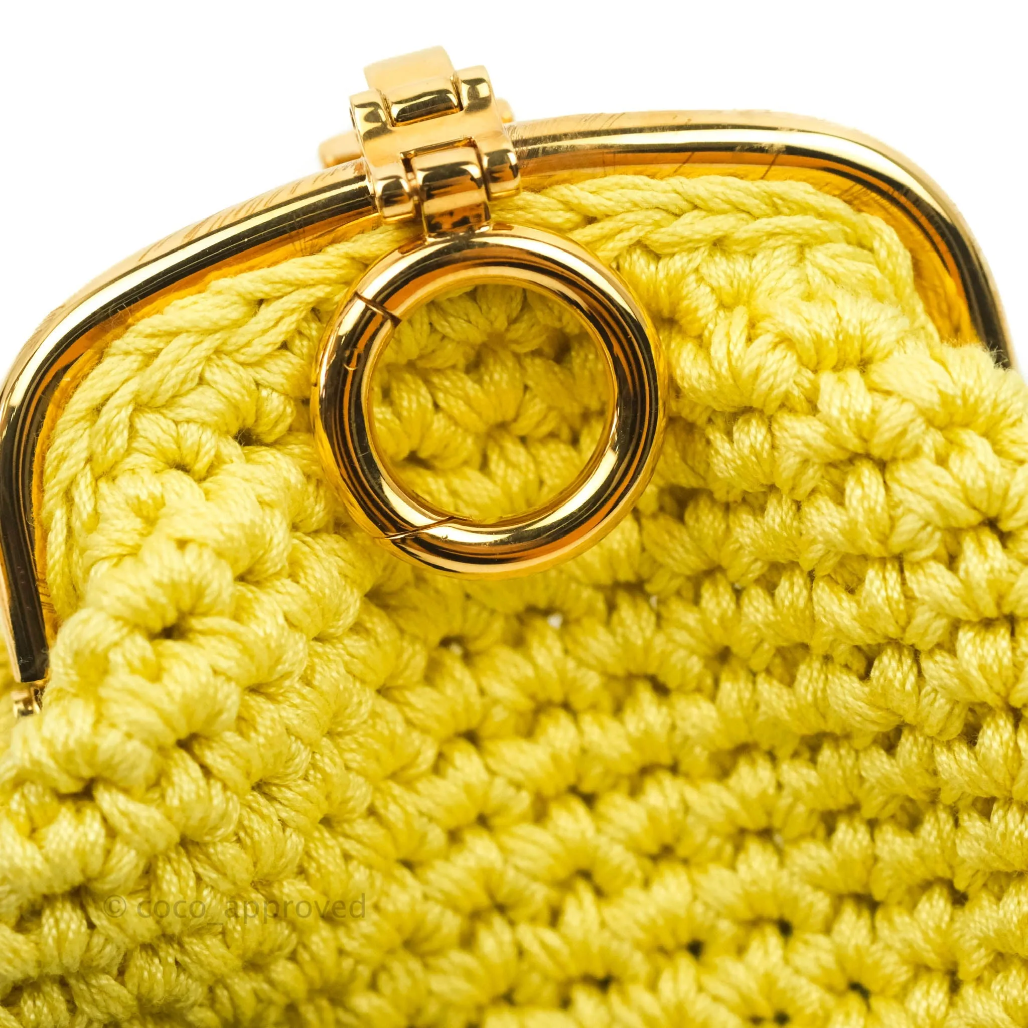 Fendi Yellow Woven Fabric Framed Coin Purse