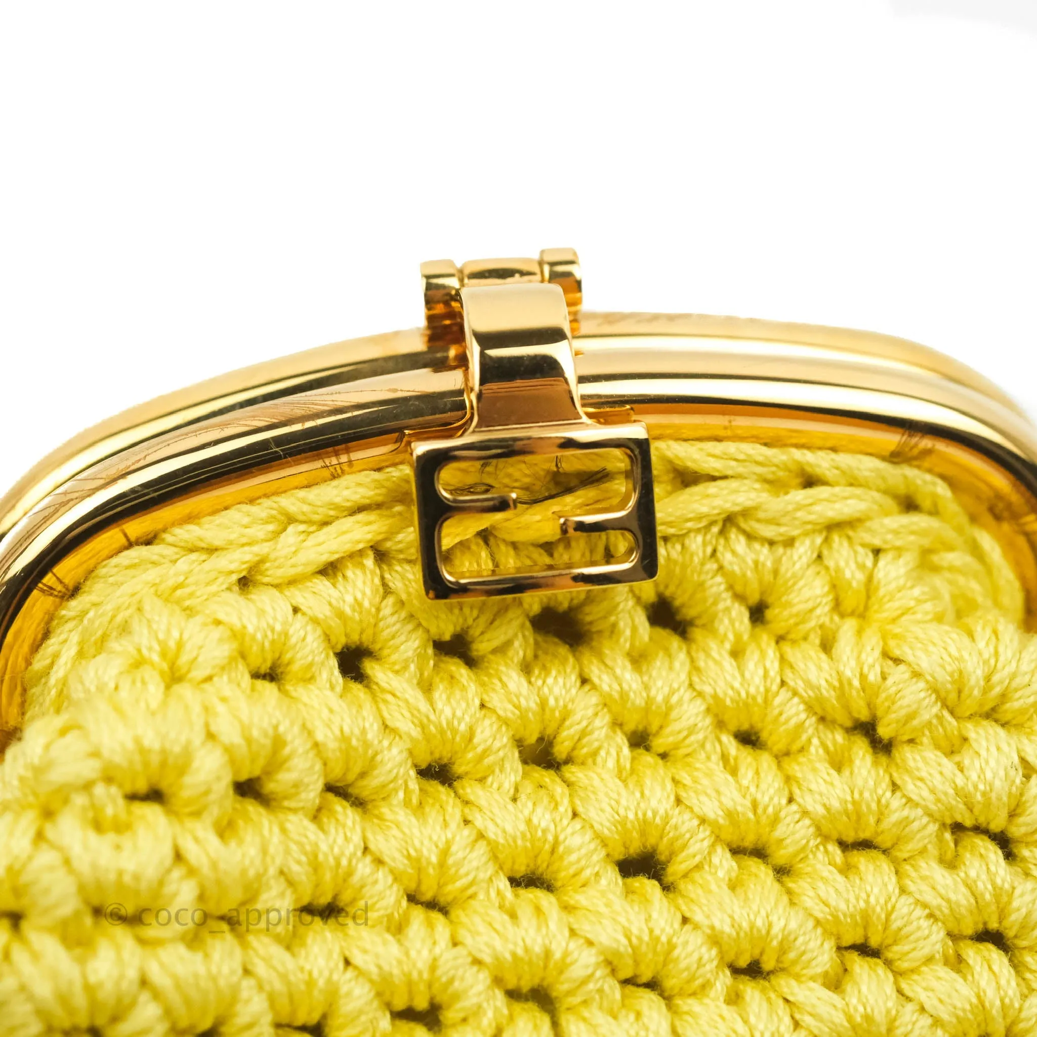 Fendi Yellow Woven Fabric Framed Coin Purse