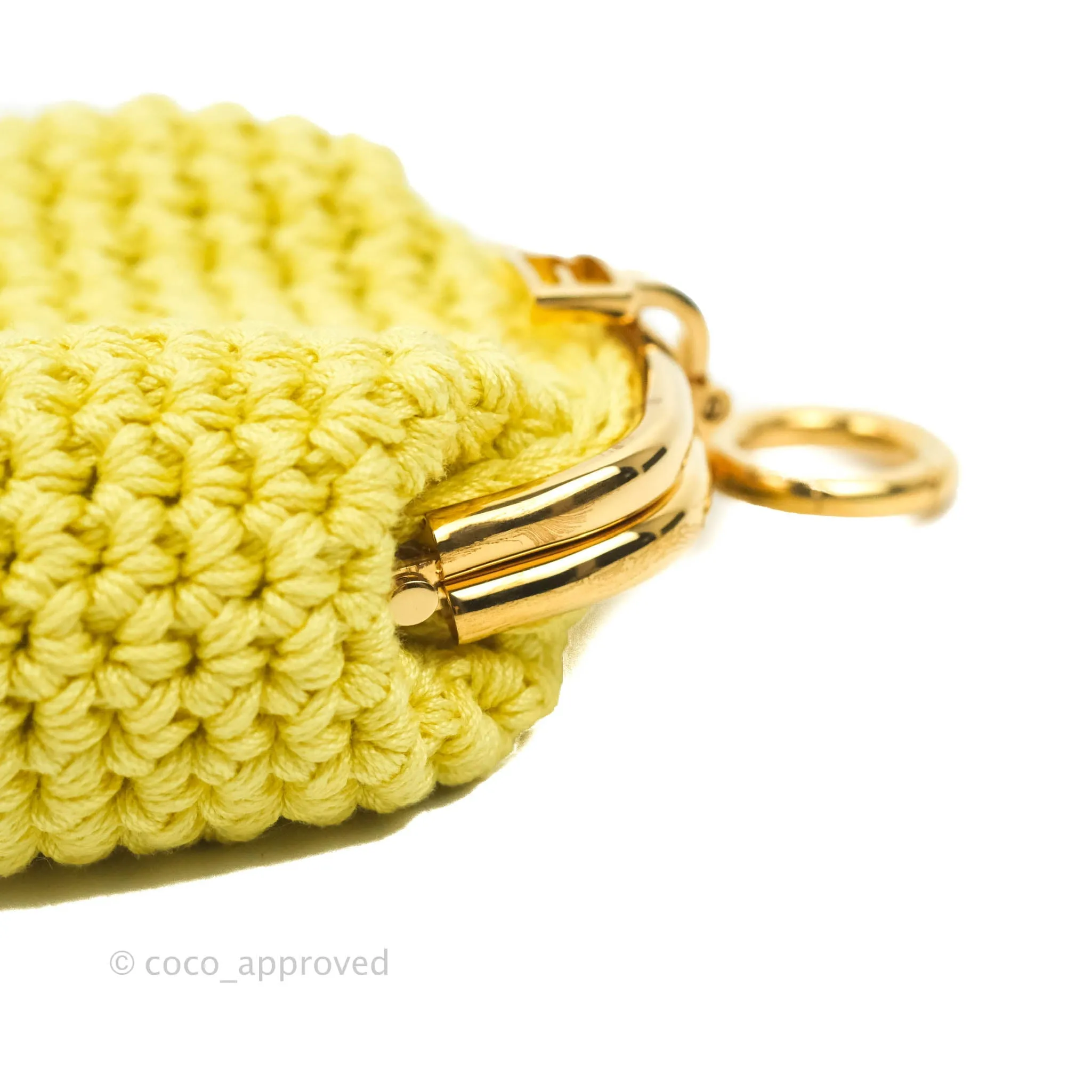 Fendi Yellow Woven Fabric Framed Coin Purse
