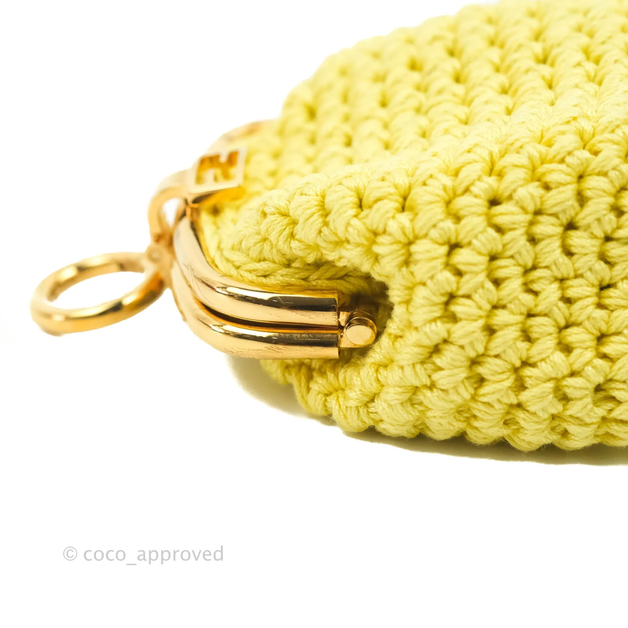 Fendi Yellow Woven Fabric Framed Coin Purse