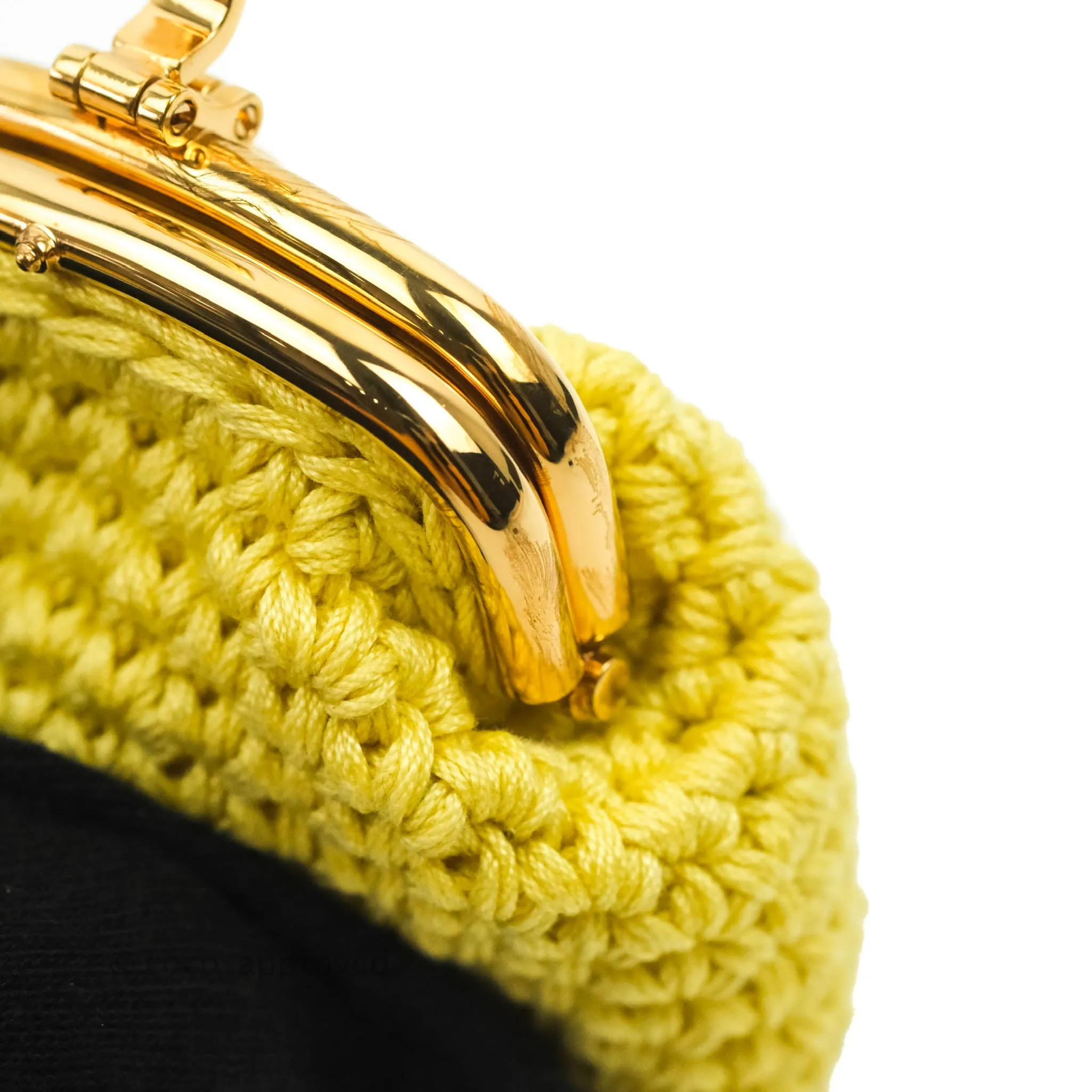 Fendi Yellow Woven Fabric Framed Coin Purse