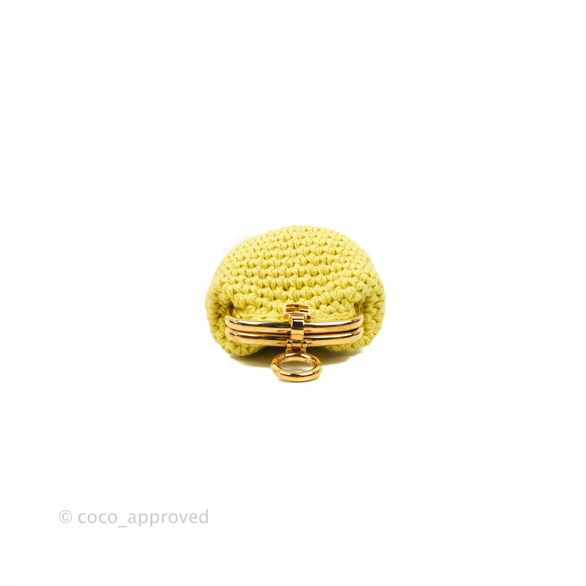 Fendi Yellow Woven Fabric Framed Coin Purse