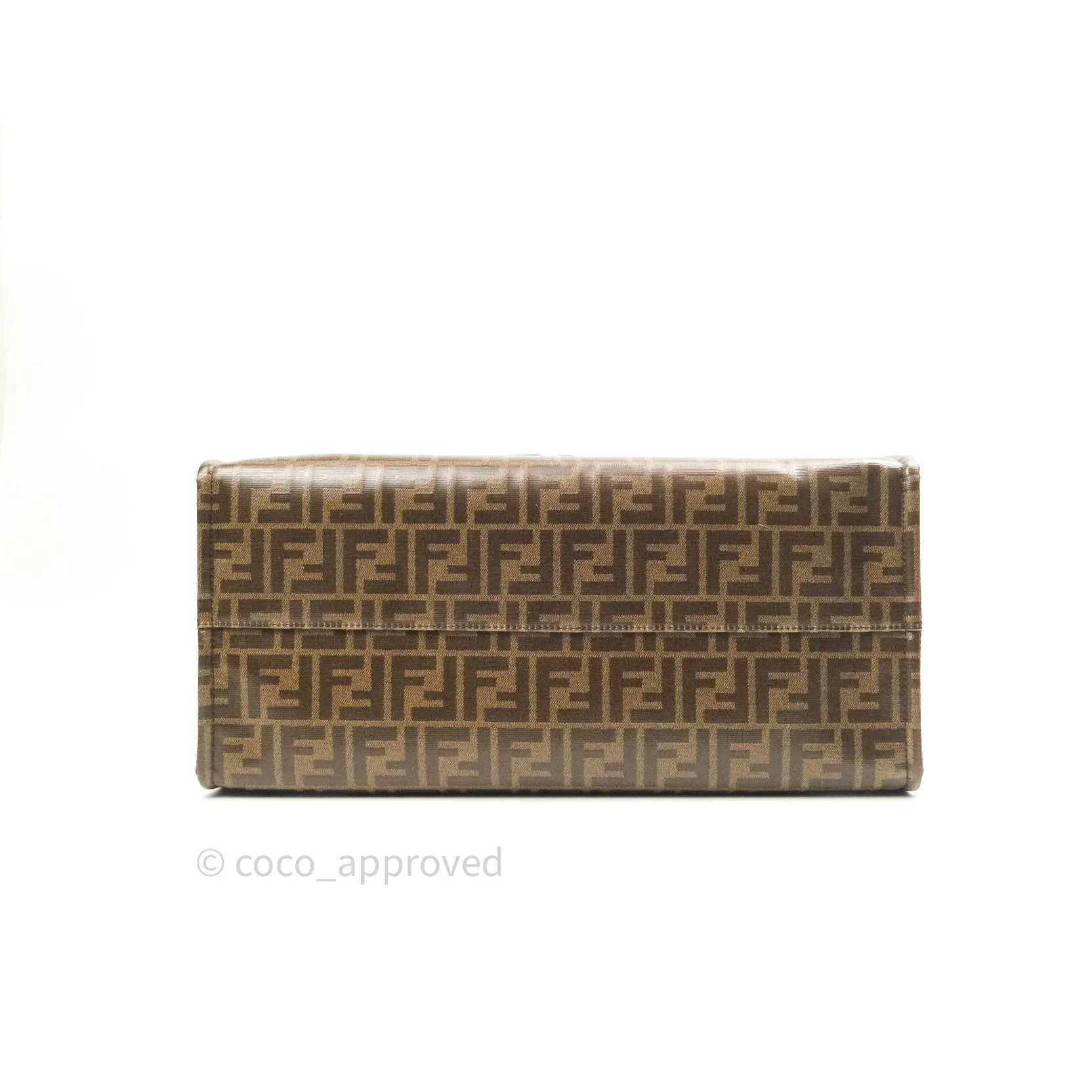 Fendi Zucca Coated Canvas Mania Shopping Tote Tobacco Blue