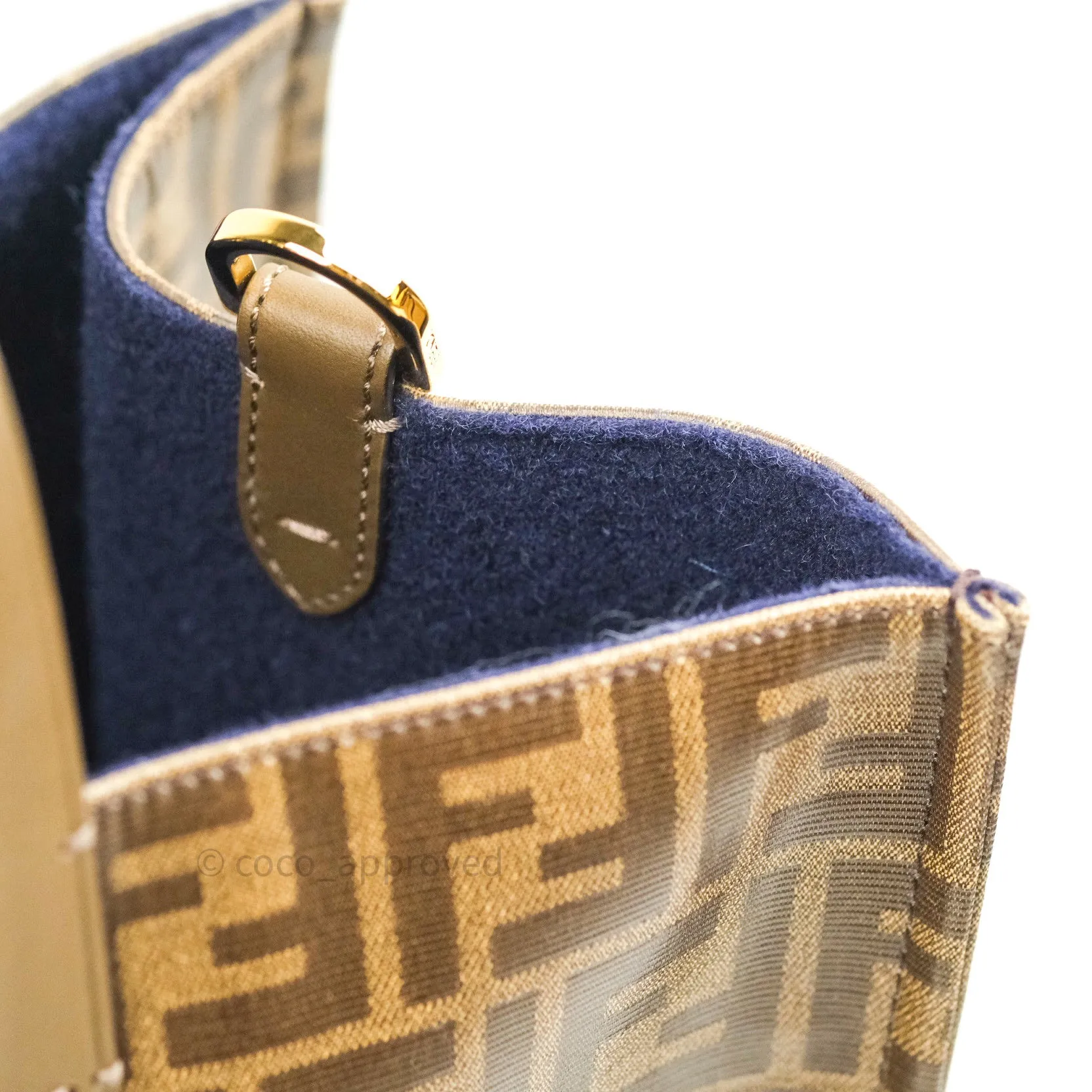 Fendi Zucca Coated Canvas Mania Shopping Tote Tobacco Blue