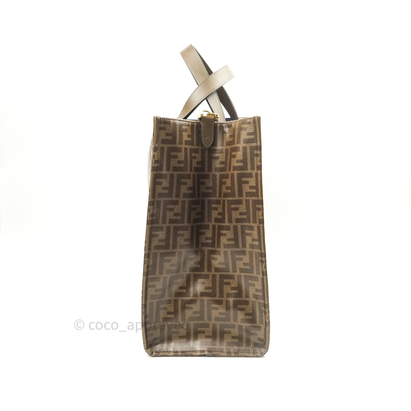 Fendi Zucca Coated Canvas Mania Shopping Tote Tobacco Blue