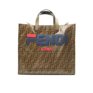 Fendi Zucca Coated Canvas Mania Shopping Tote Tobacco Blue