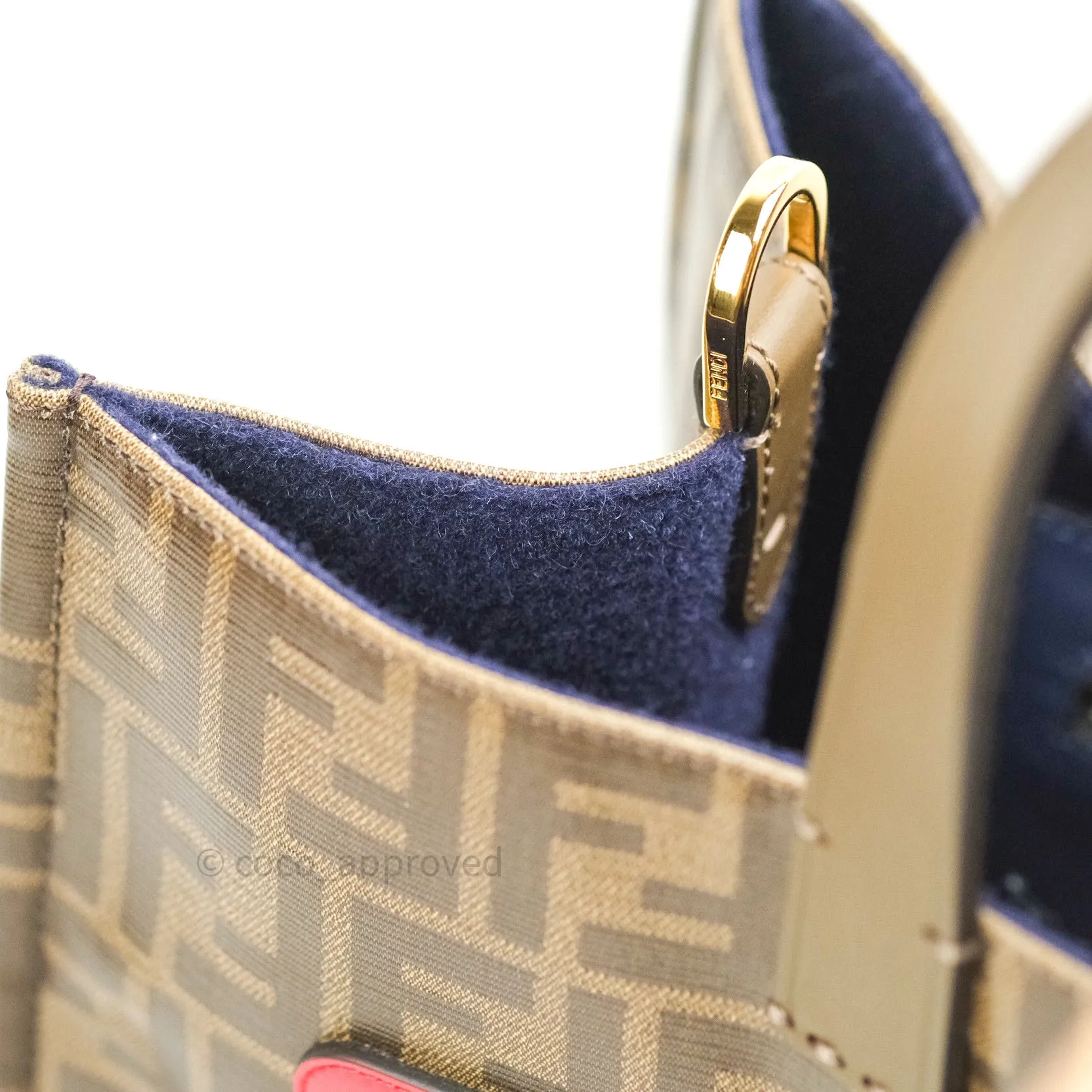 Fendi Zucca Coated Canvas Mania Shopping Tote Tobacco Blue