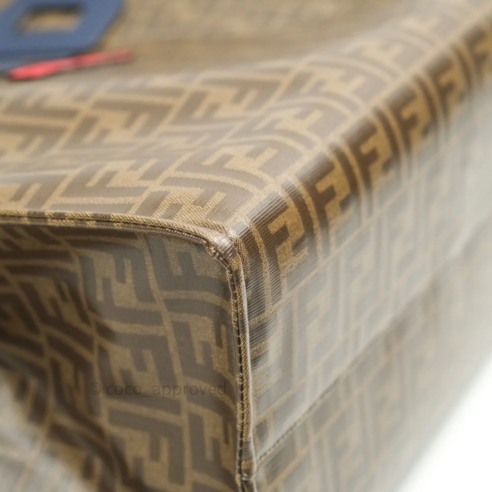 Fendi Zucca Coated Canvas Mania Shopping Tote Tobacco Blue