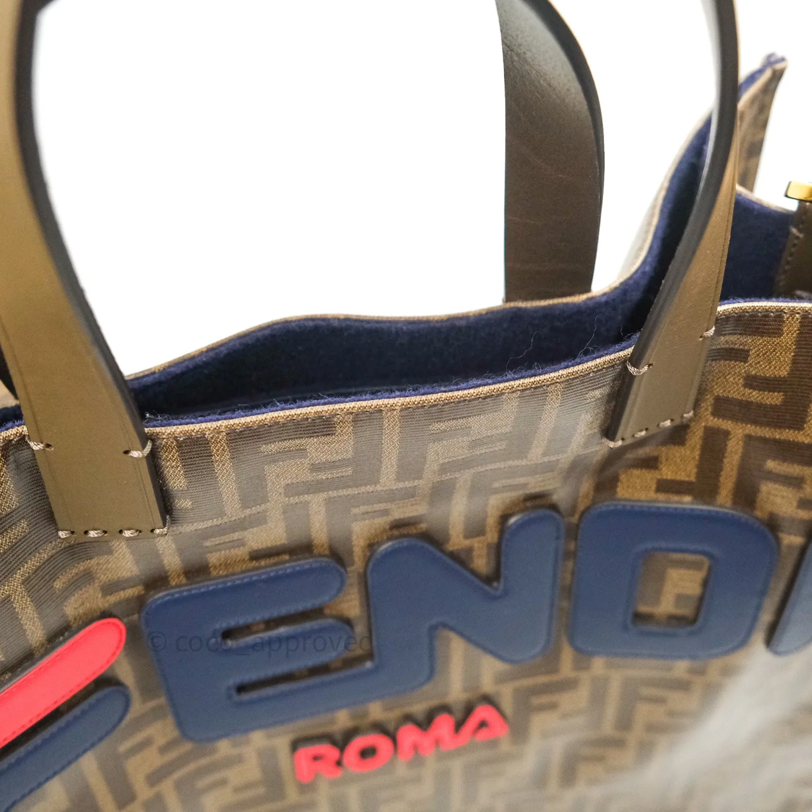 Fendi Zucca Coated Canvas Mania Shopping Tote Tobacco Blue