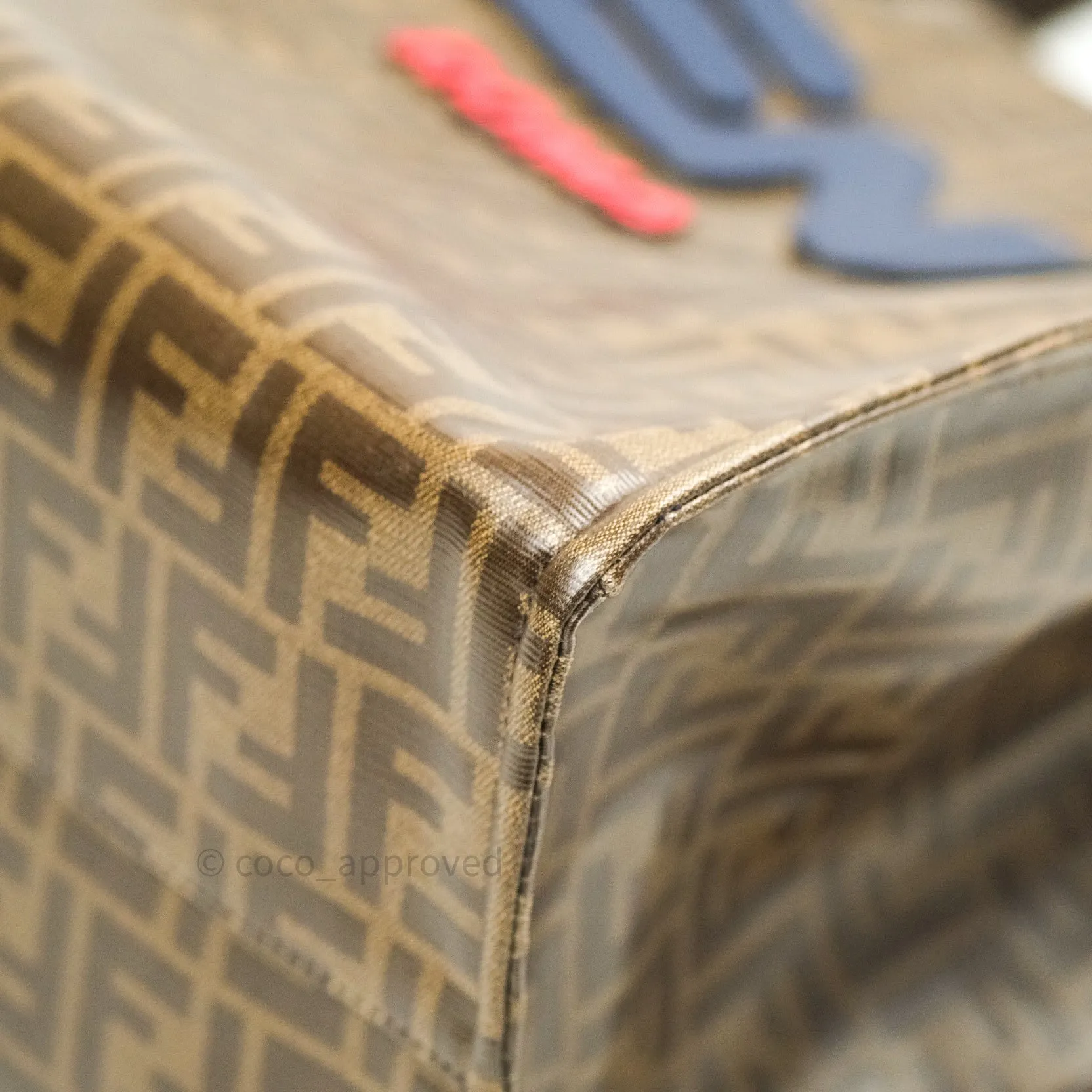 Fendi Zucca Coated Canvas Mania Shopping Tote Tobacco Blue
