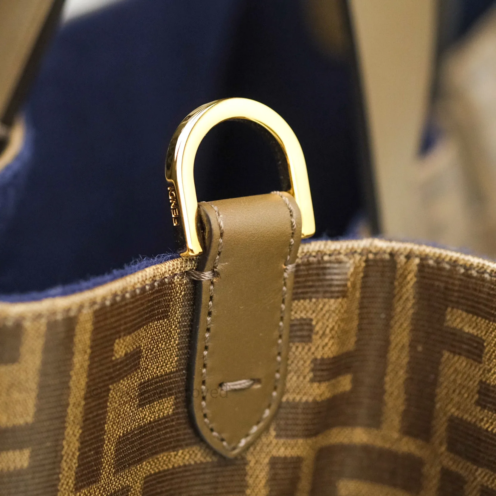 Fendi Zucca Coated Canvas Mania Shopping Tote Tobacco Blue