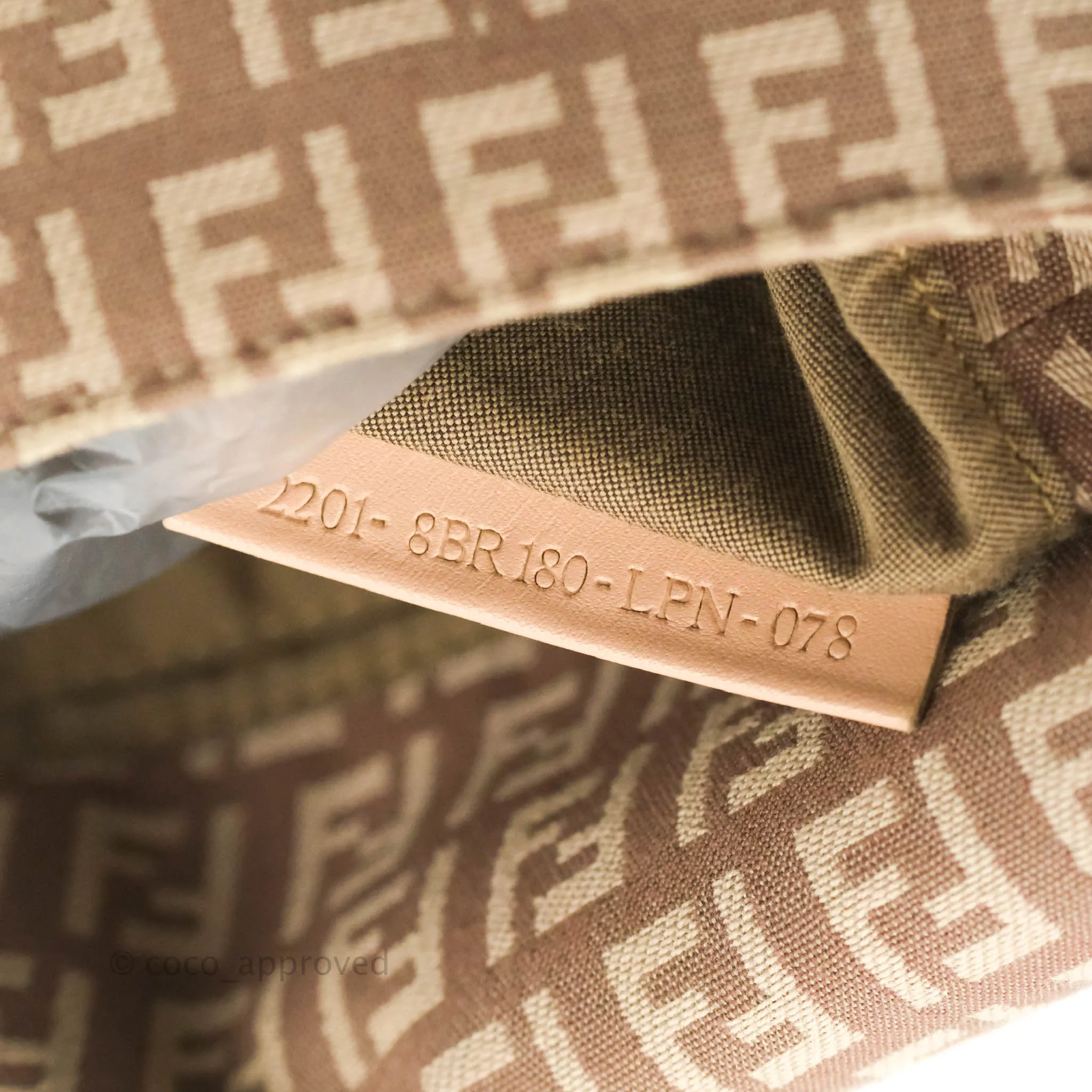 Fendi Zucchino Mini Mama Baguette Beige Pink Gold Hardware