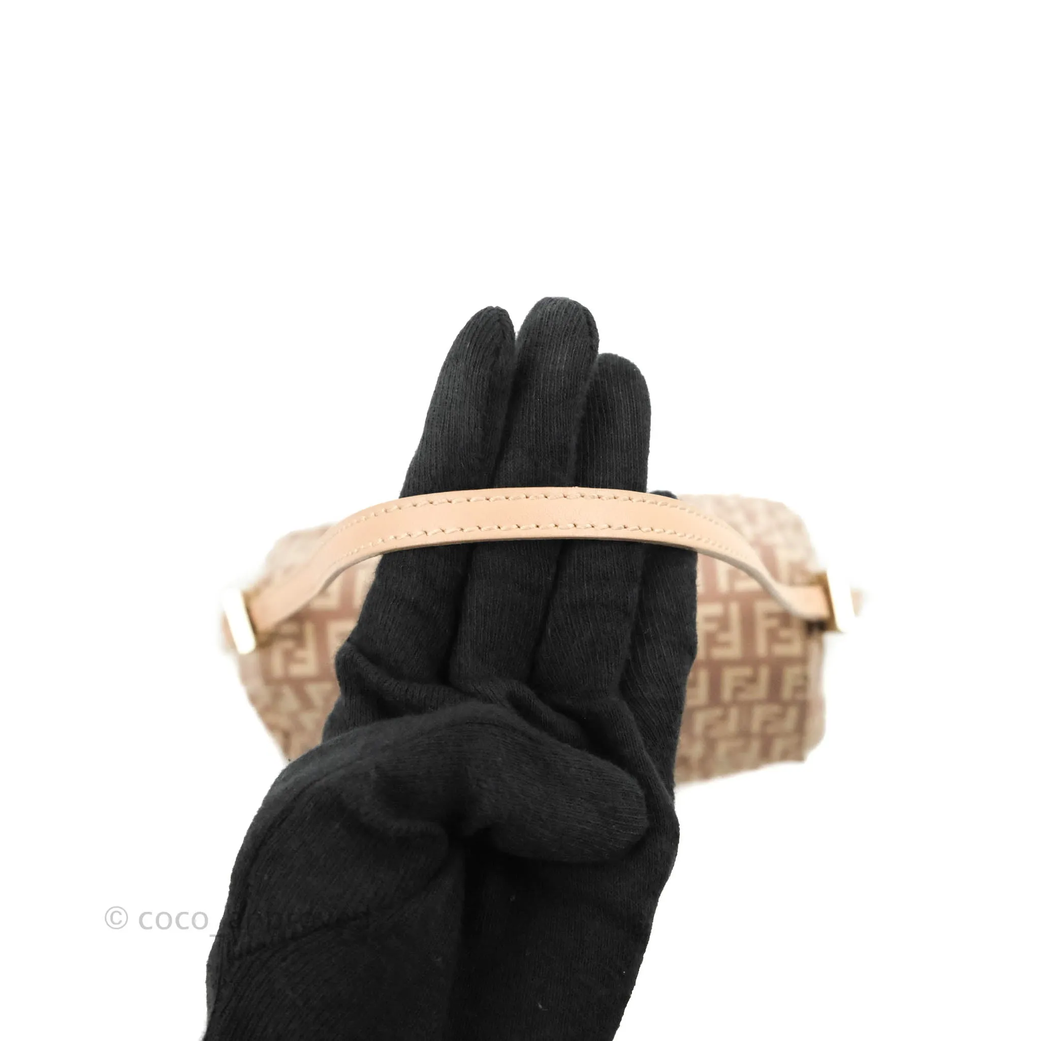 Fendi Zucchino Mini Mama Baguette Beige Pink Gold Hardware