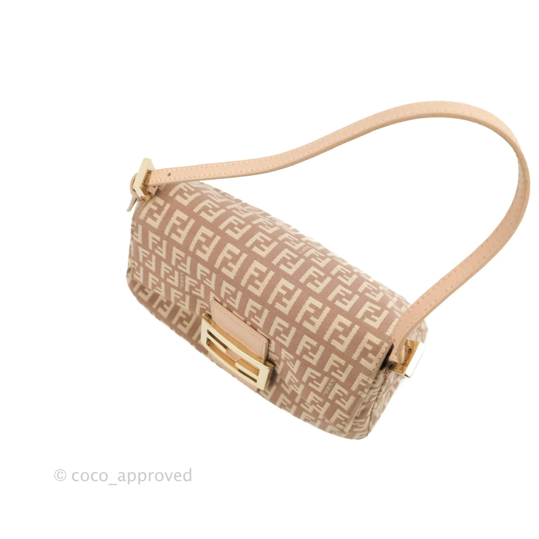 Fendi Zucchino Mini Mama Baguette Beige Pink Gold Hardware