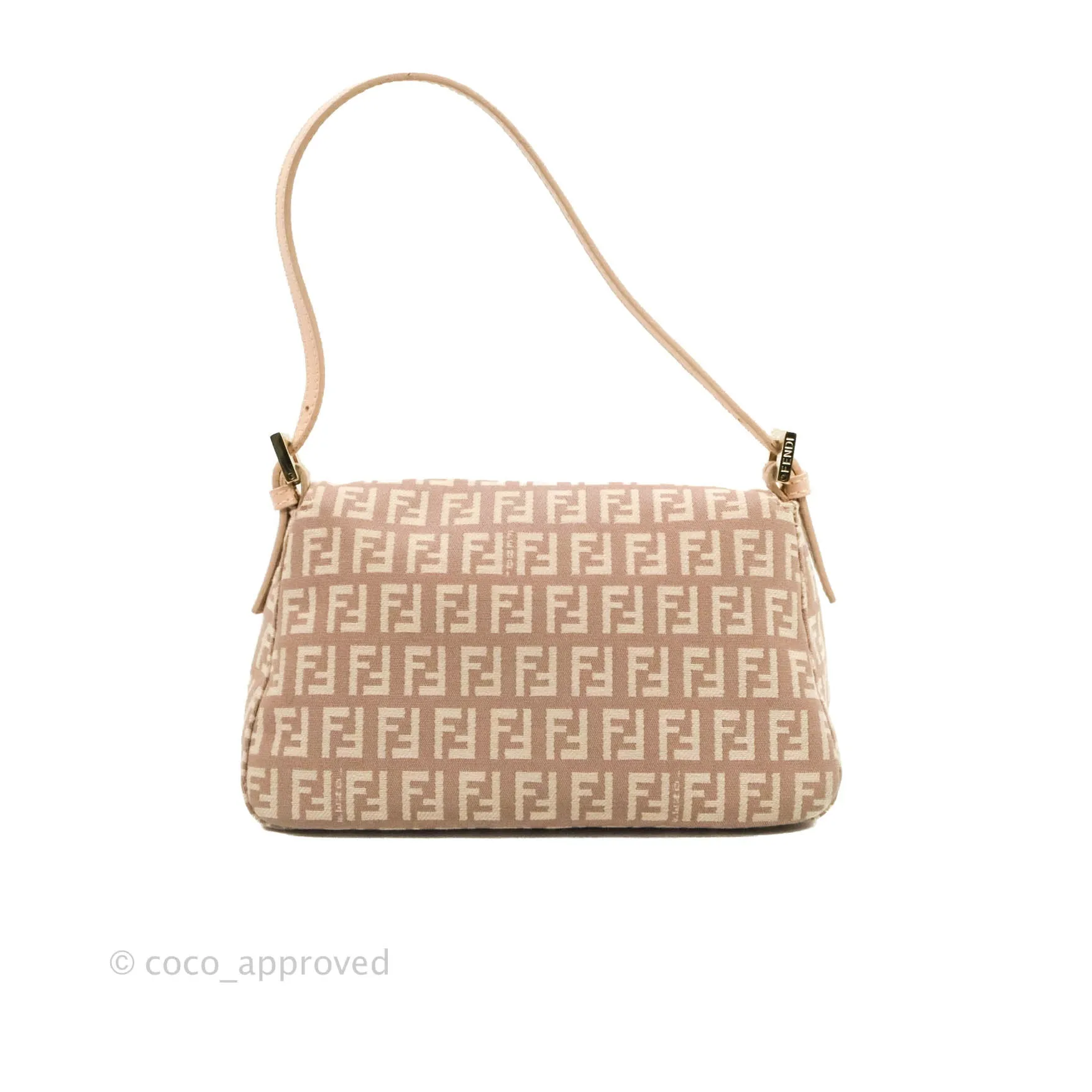 Fendi Zucchino Mini Mama Baguette Beige Pink Gold Hardware