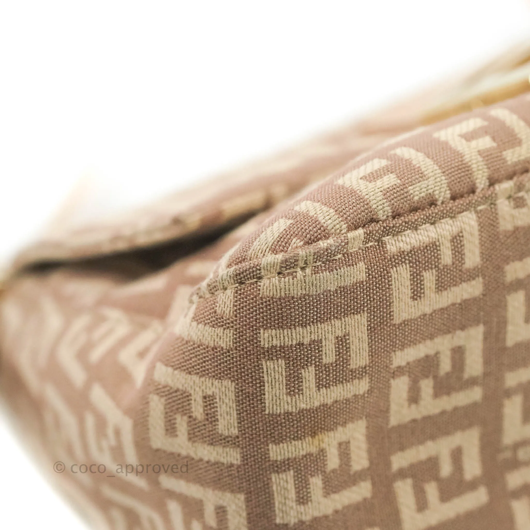 Fendi Zucchino Mini Mama Baguette Beige Pink Gold Hardware