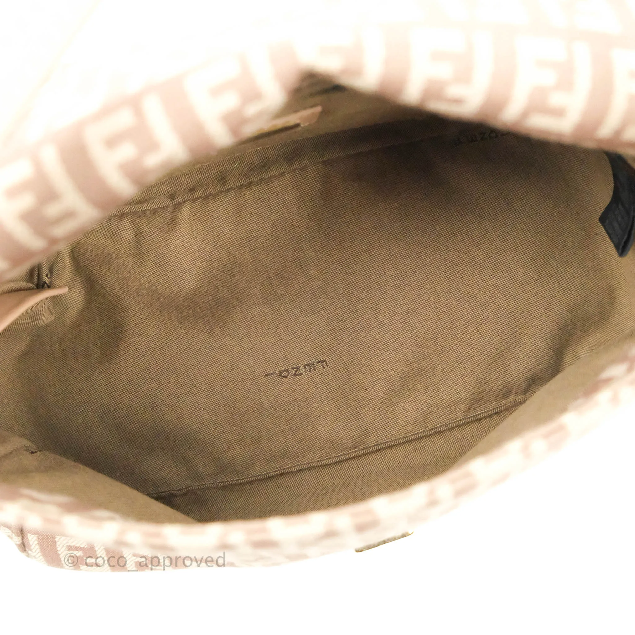 Fendi Zucchino Mini Mama Baguette Beige Pink Gold Hardware