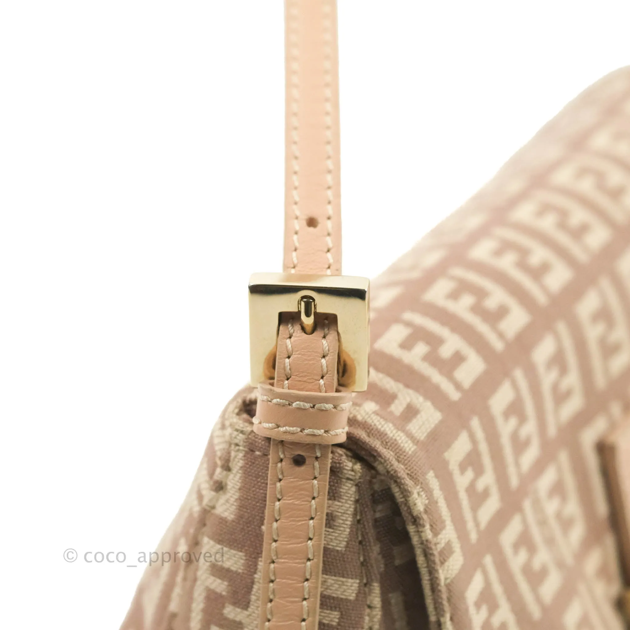 Fendi Zucchino Mini Mama Baguette Beige Pink Gold Hardware