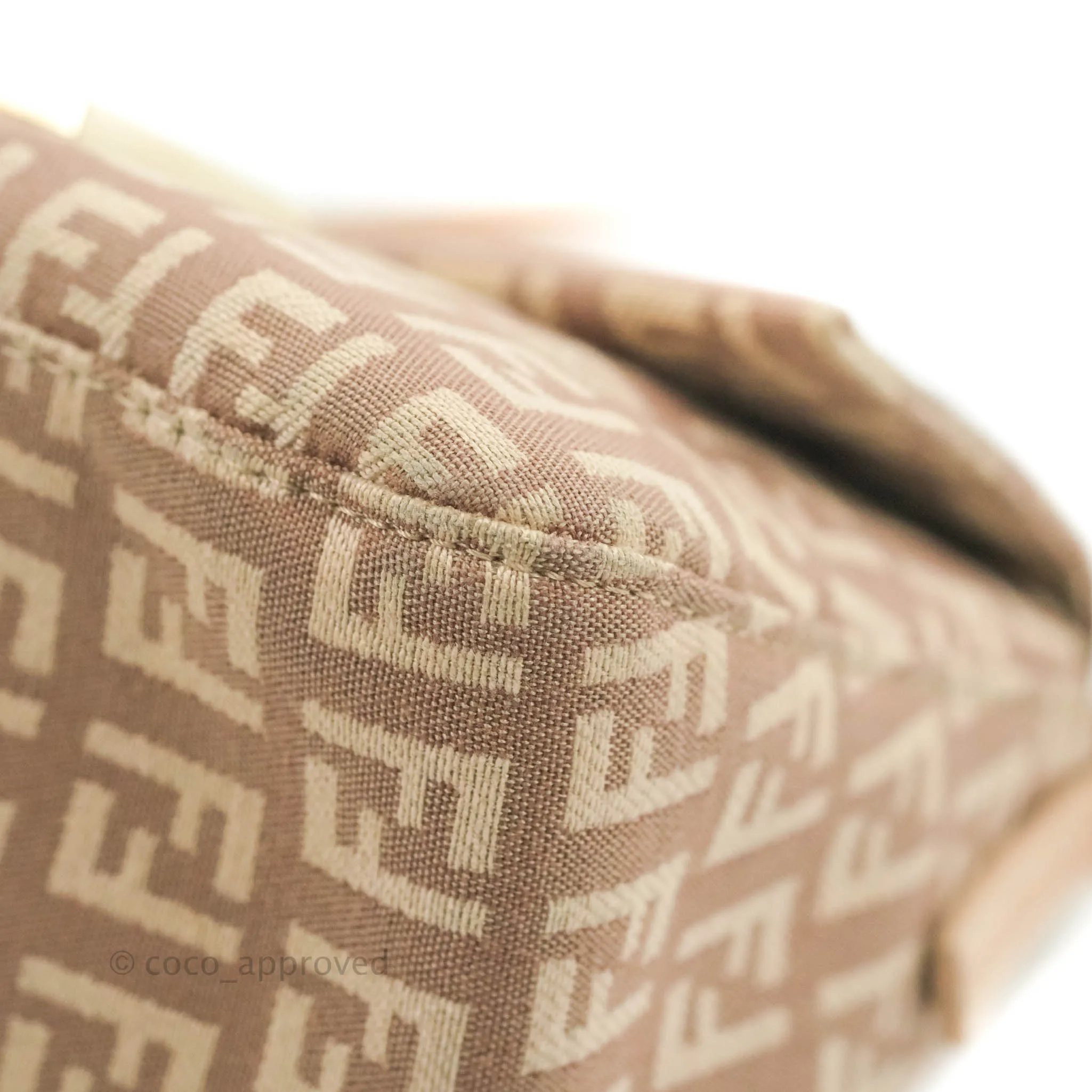 Fendi Zucchino Mini Mama Baguette Beige Pink Gold Hardware