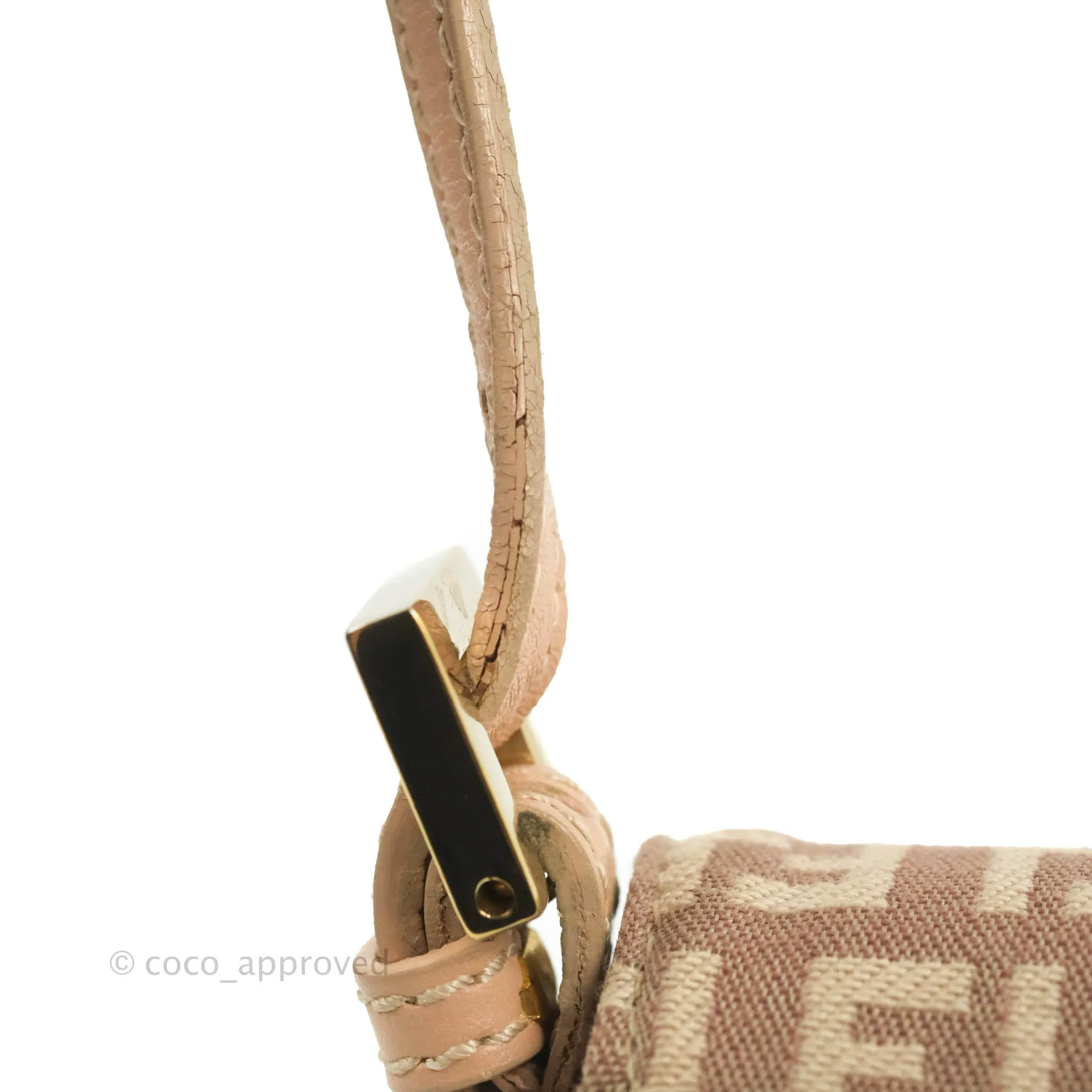 Fendi Zucchino Mini Mama Baguette Beige Pink Gold Hardware
