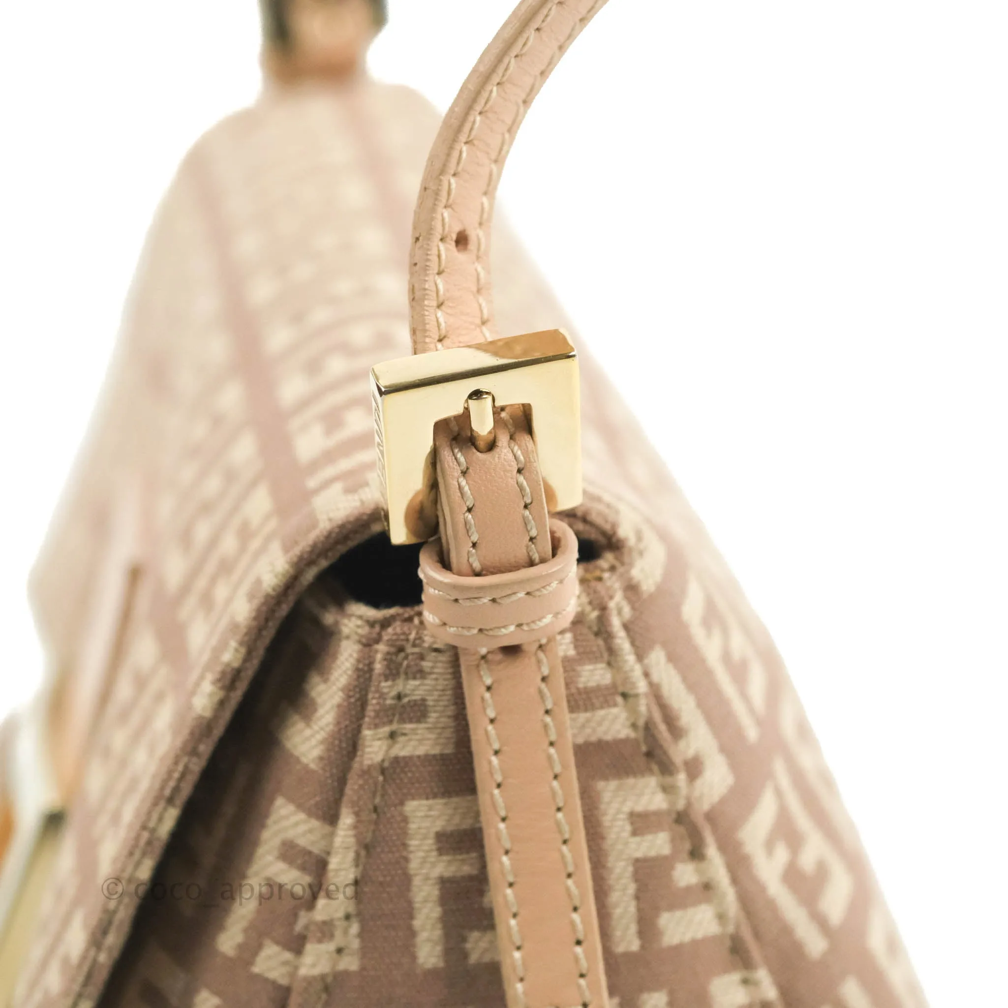 Fendi Zucchino Mini Mama Baguette Beige Pink Gold Hardware