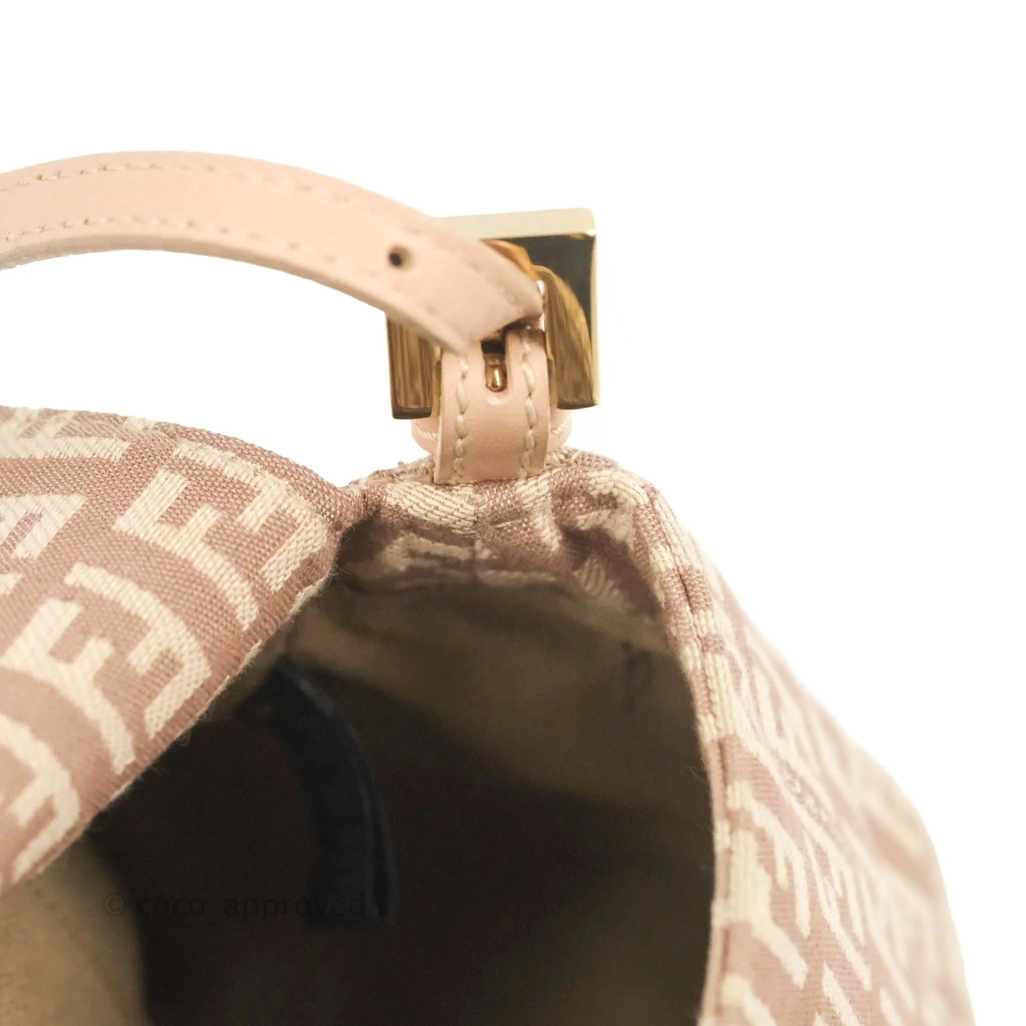Fendi Zucchino Mini Mama Baguette Beige Pink Gold Hardware