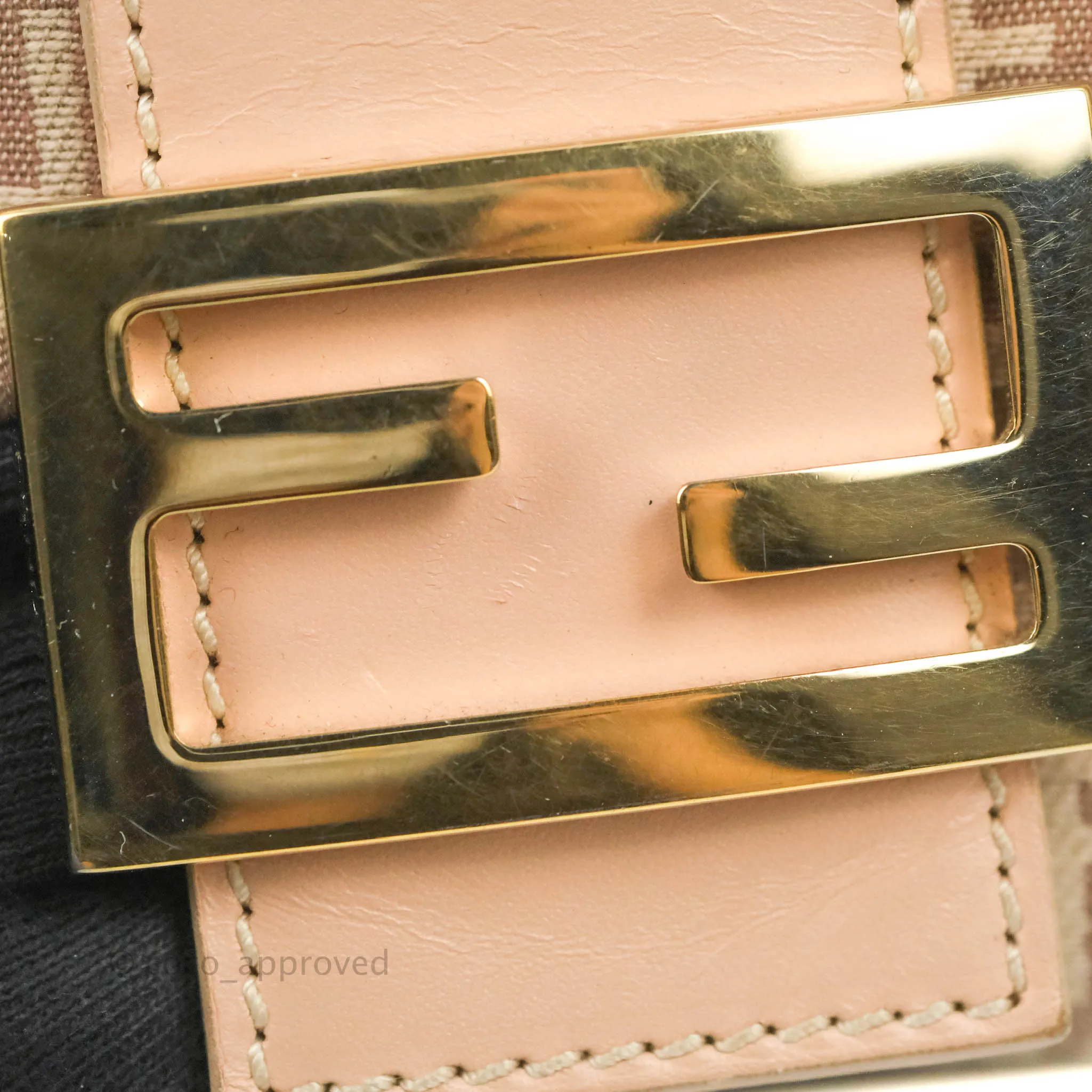 Fendi Zucchino Mini Mama Baguette Beige Pink Gold Hardware