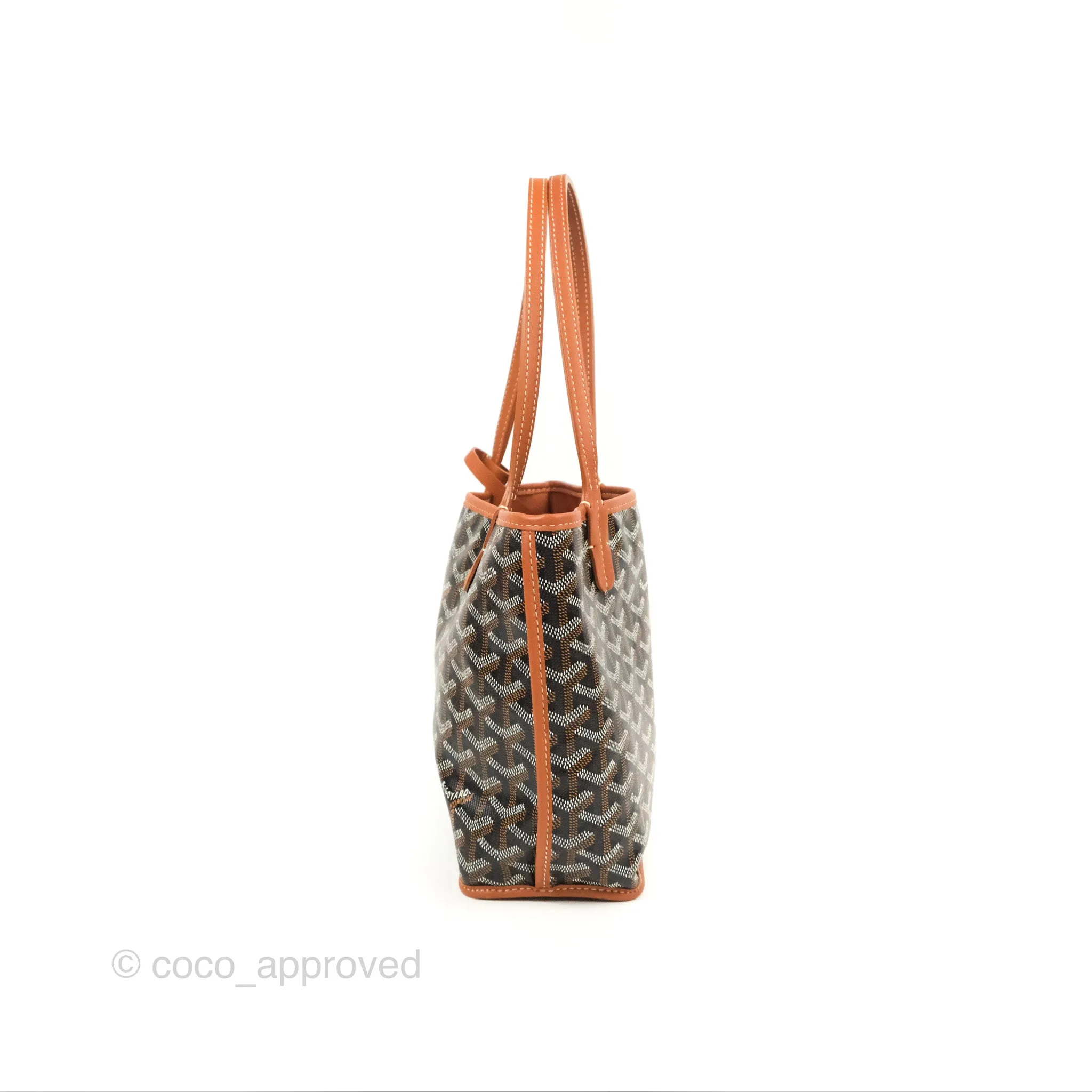 Goyard Anjou Mini Bag Goyardine Canvas Black/Tan
