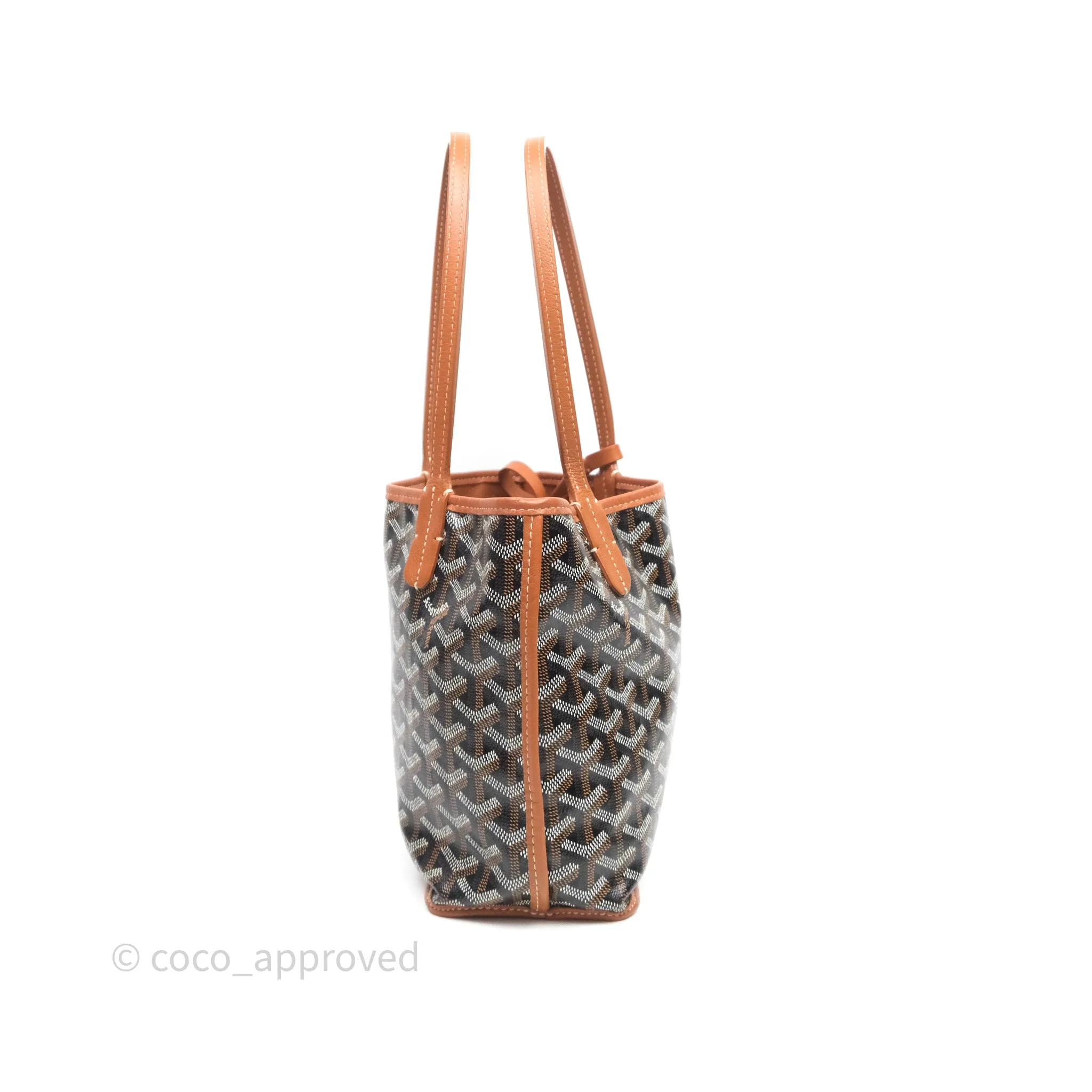 Goyard Anjou Mini Bag Goyardine Canvas Black/Tan