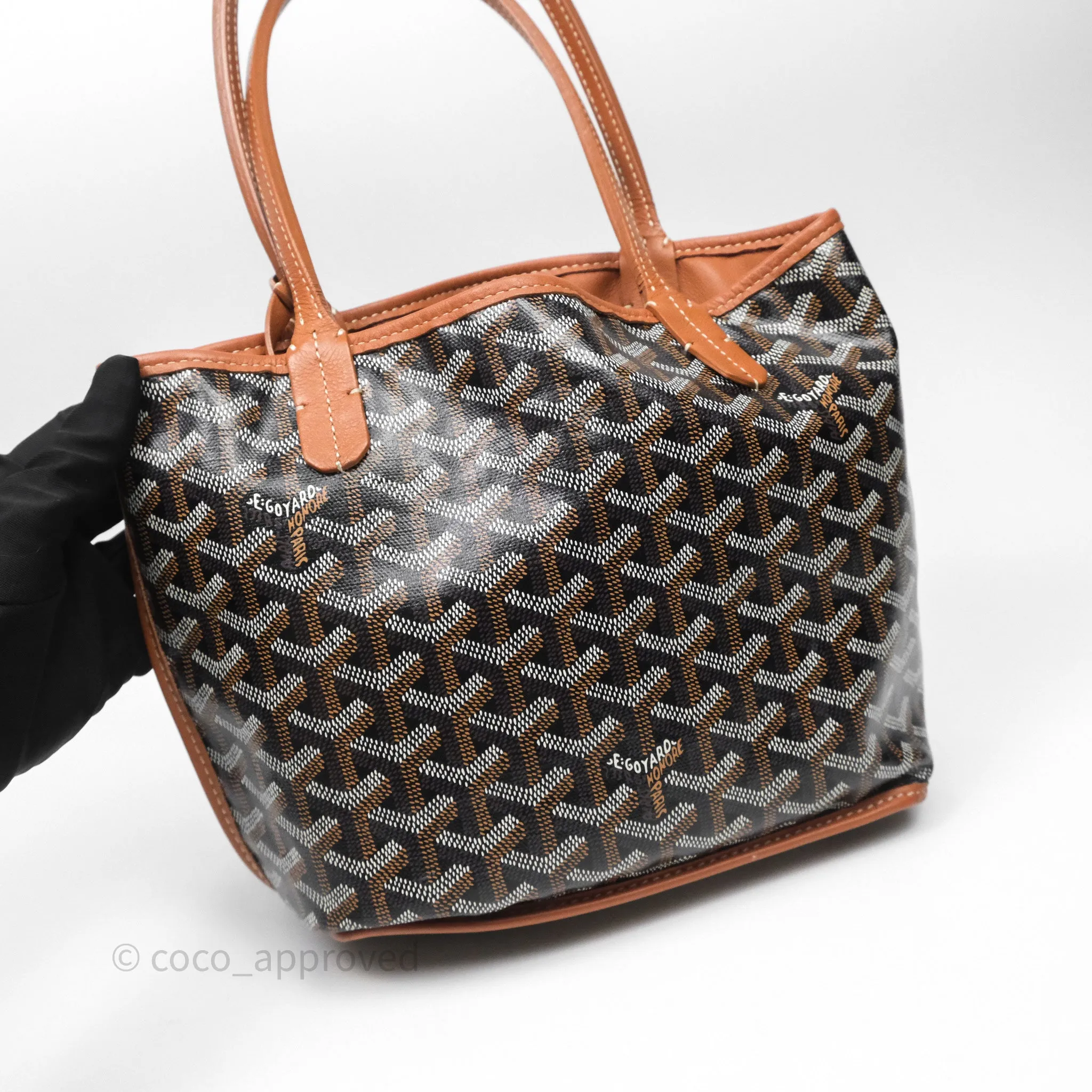 Goyard Anjou Mini Bag Goyardine Canvas Black/Tan