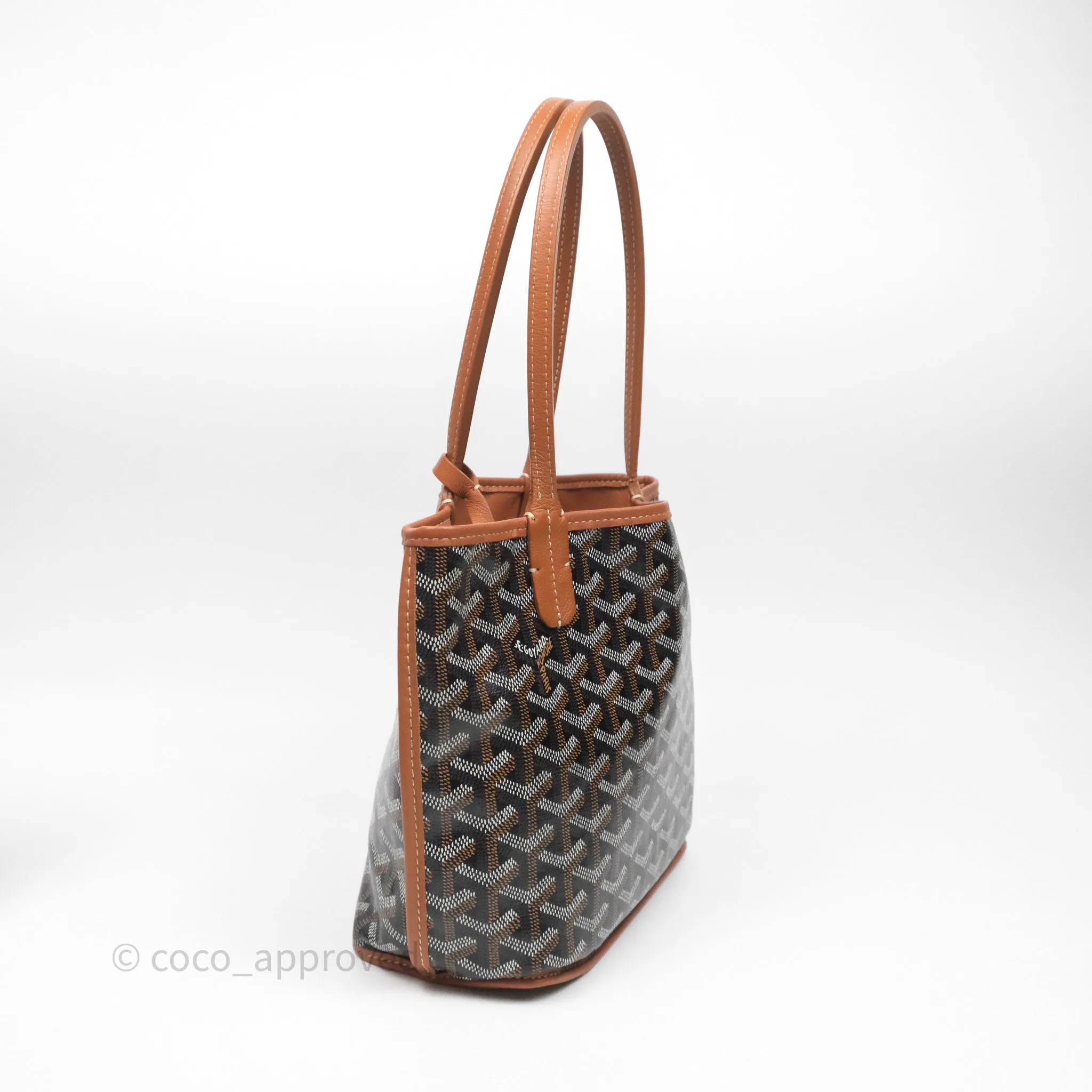 Goyard Anjou Mini Bag Goyardine Canvas Black/Tan