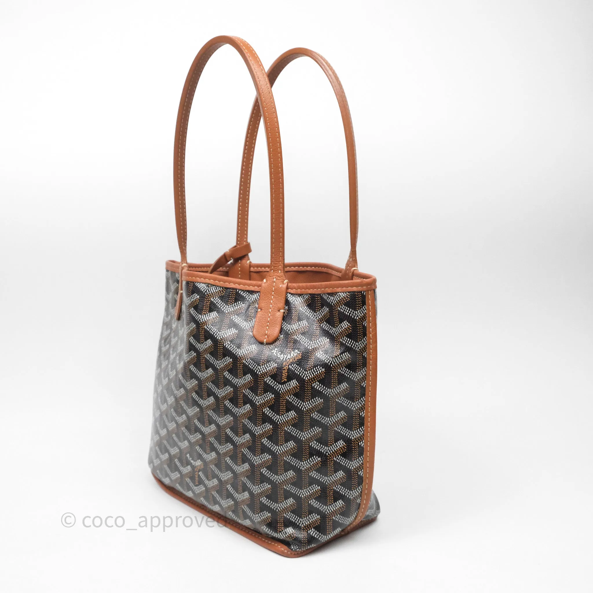 Goyard Anjou Mini Bag Goyardine Canvas Black/Tan
