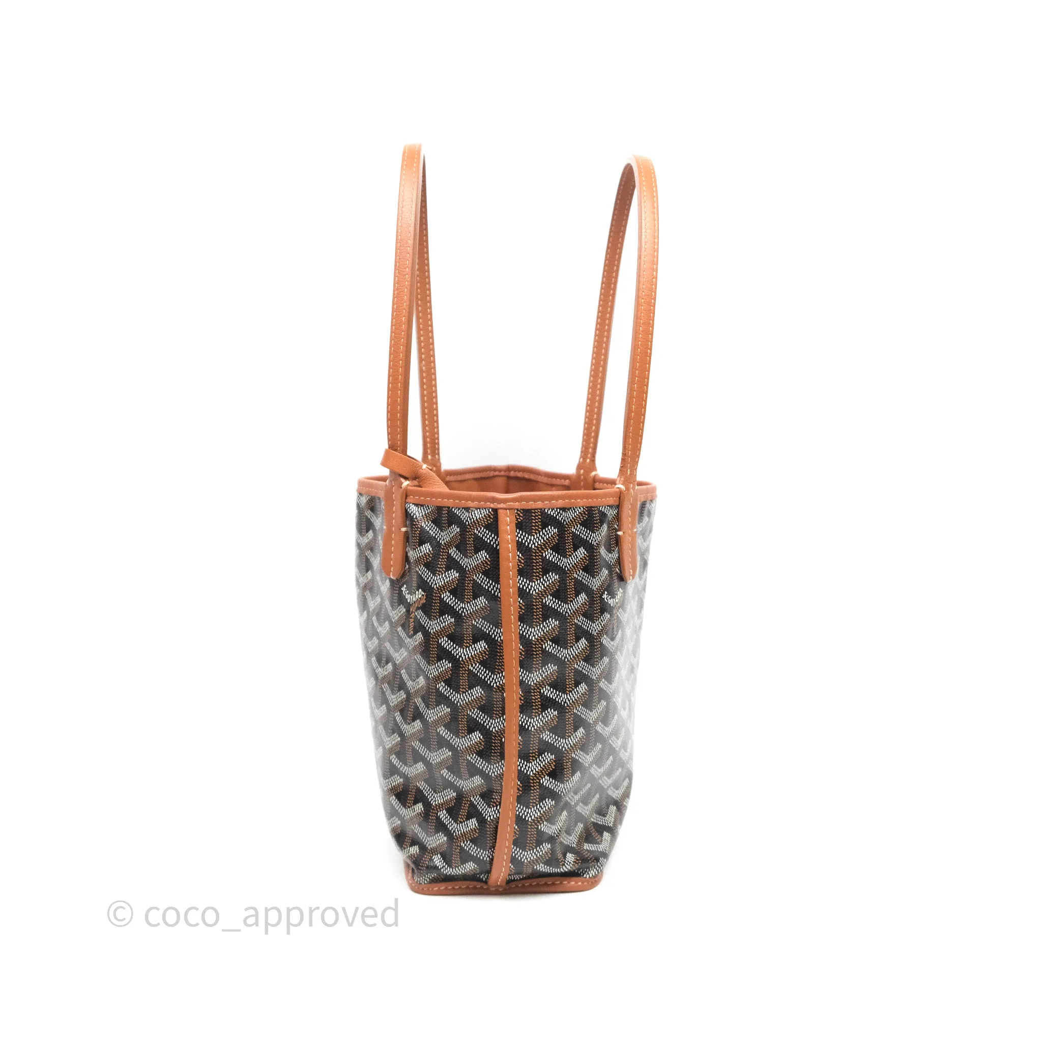 Goyard Anjou Mini Bag Goyardine Canvas Black/Tan