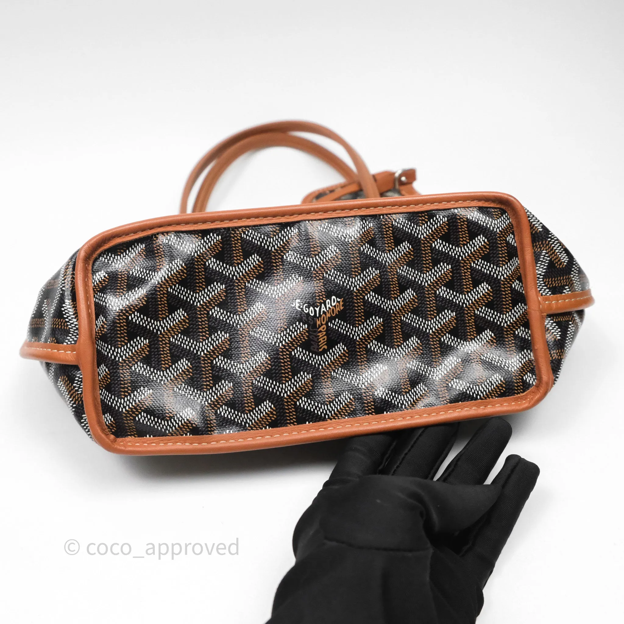 Goyard Anjou Mini Bag Goyardine Canvas Black/Tan